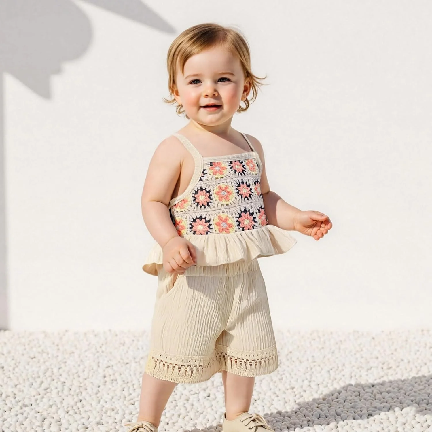 لباس تابستانی دخترانه Doisbetthsay، تاپ بدون آستین گلدار و شورت، ست لباس ساحلی بوهمی زیبا