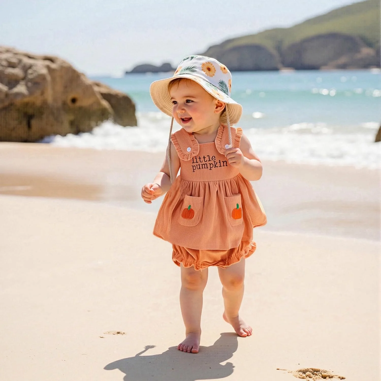 ست لباس هالووین نوزاد دخترانه Geagodelia، شامل تاپ رکابی با طرح گلدوزی کدو تنبل و حروف، شورت و لباس مخملی ست لباس هالووین نوزاد دخترانه Geagodelia، شامل تاپ رکابی با طرح گلدوزی کدو تنبل و حروف، شورت و لباس مخملی