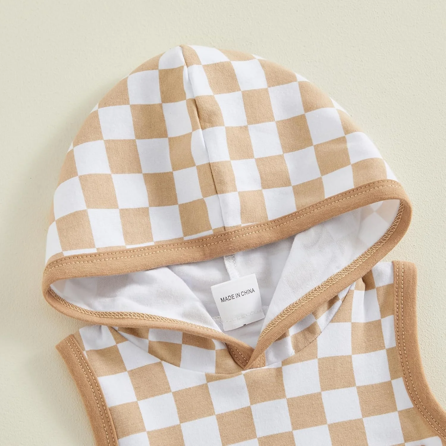 رامپر نوزادی پسرانه بدون آستین Gaono طرح شطرنجی کلاه دار، تاپ تانک نوزادی، لباس یک تکه، لباس تابستانی رامپر نوزادی پسرانه بدون آستین Gaono طرح شطرنجی کلاه دار، تاپ تانک نوزادی، لباس یک تکه، لباس تابستانی