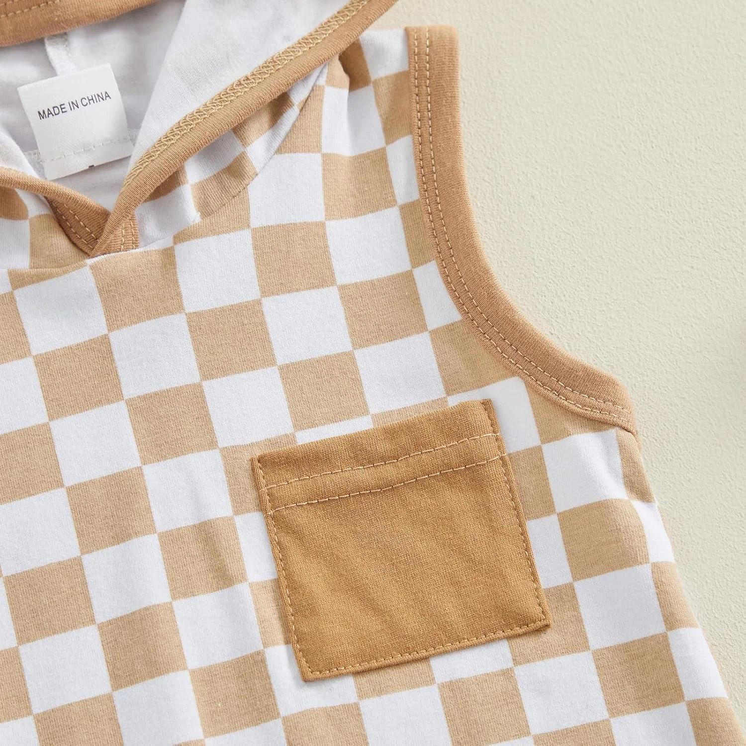 رامپر نوزادی پسرانه بدون آستین Gaono طرح شطرنجی کلاه دار، تاپ تانک نوزادی، لباس یک تکه لباس تابستانی رامپر نوزادی پسرانه بدون آستین Gaono طرح شطرنجی کلاه دار، تاپ تانک نوزادی، لباس یک تکه لباس تابستانی