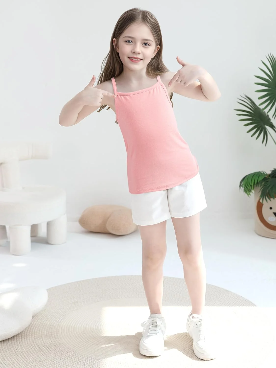 تاپ های رکابی دخترانه Cooraby، بسته 5 عددی، زیرپوش های نرم یقه گرد بدون آستین، زیرپوش های یکدست برای دختران نوپا