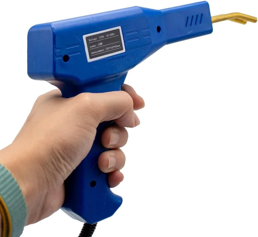 دستگاه جوش پلاستیک قابل حمل GHQERTY AC 220V، دستگاه منگنه گرم، دستگاه تعمیر پلاستیک PVC، تعمیر سپر خودرو، منگنه گرم (آبی)