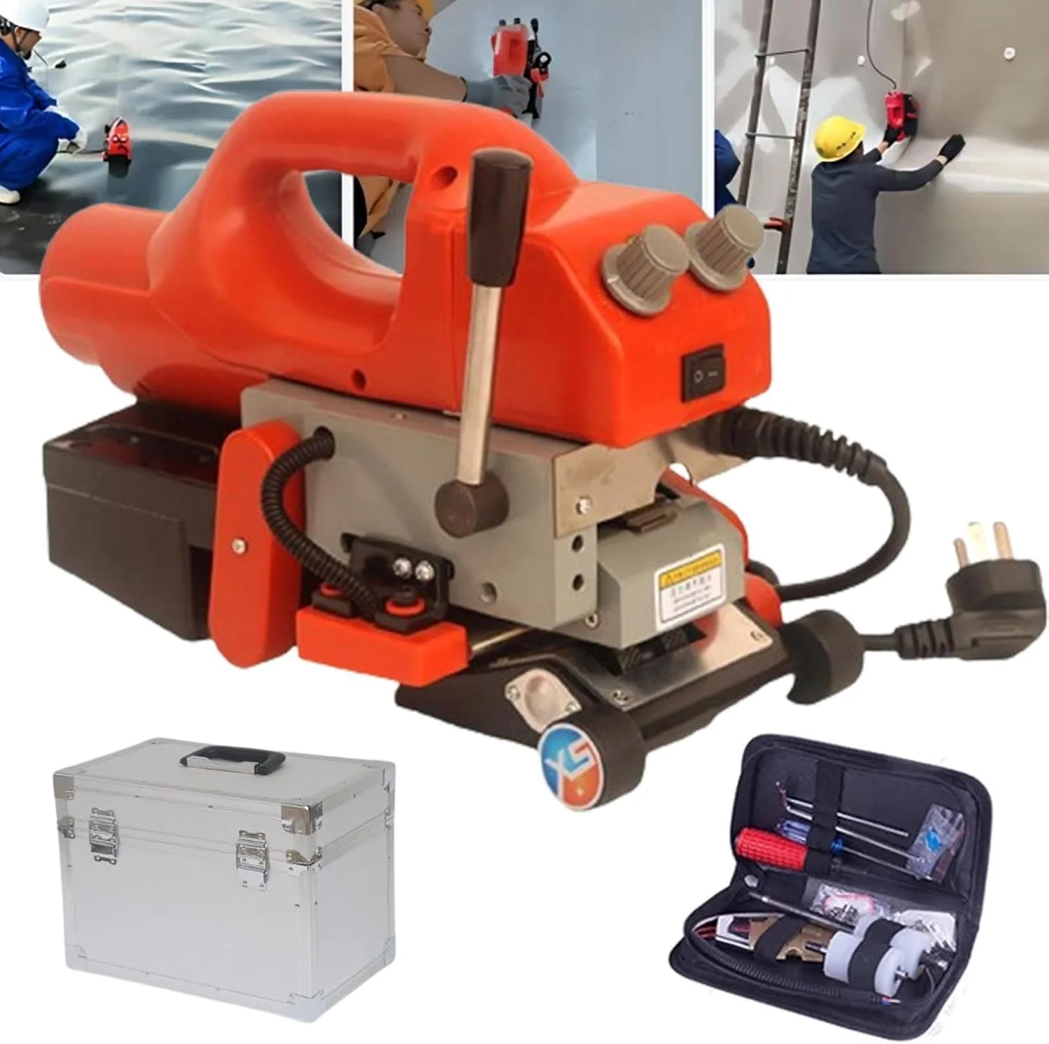 دستگاه جوشکاری غشایی ژئوممبران UPIKIT 110v-220v، دستگاه ذوب گرم پلاستیکی کاملا اتوماتیک HDPE، 0.5-5 متر در دقیقه، ابزار جوشکاری، 800 وات، غلتک فولادی (1.0-1.5 میلی متر) - 110 ولت