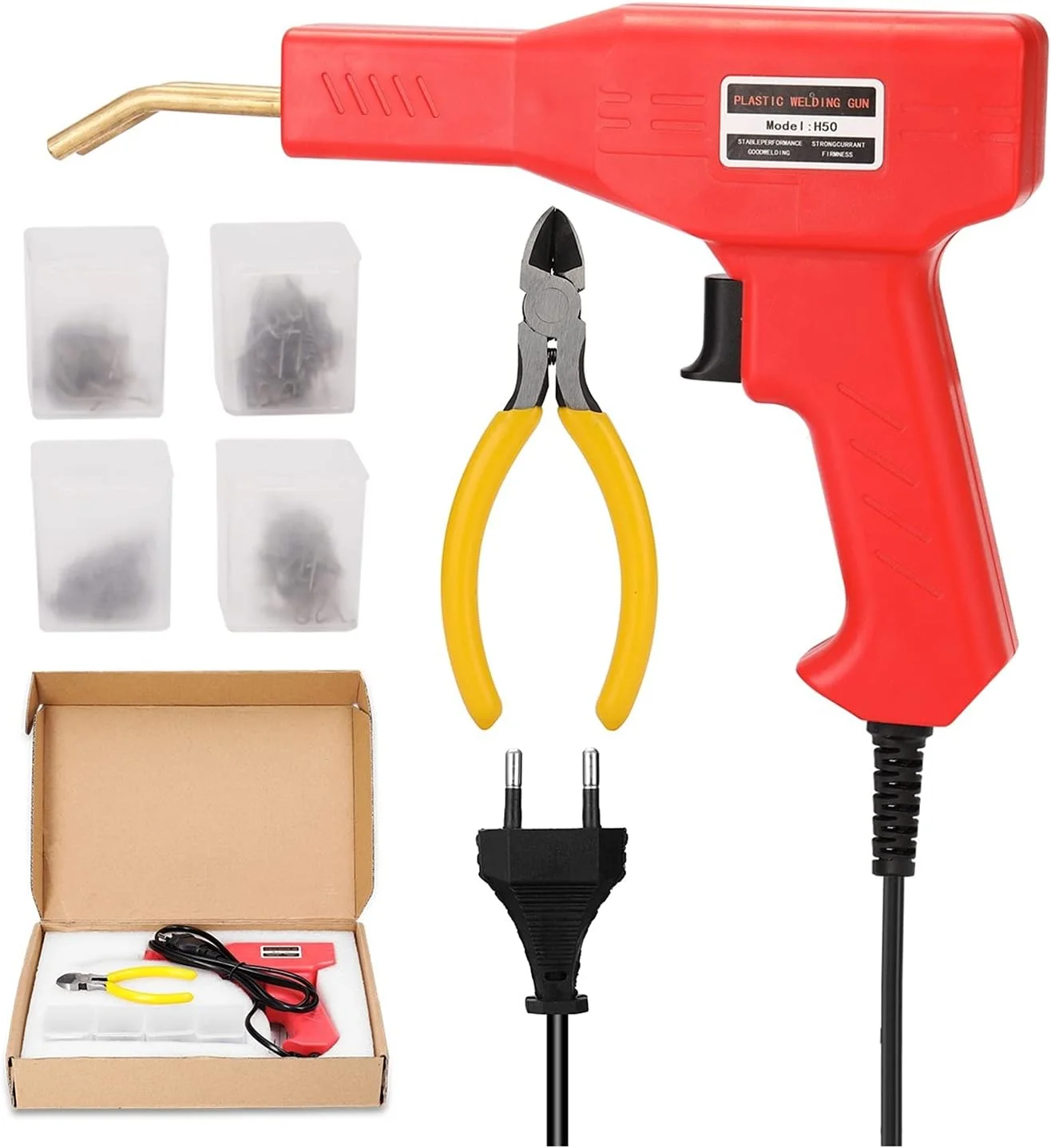 کیت جوش پلاستیک WERTYFF برای تعمیر، تفنگ جوش پلاستیک، دستگاه جوش منگنه داغ، دستگاه لحیم کاری آهن برای منگنه پلاستیکی، دستگاه تعمیر PVC، کیت ابزار تعمیر سپر خودرو، مجموعه ابزار