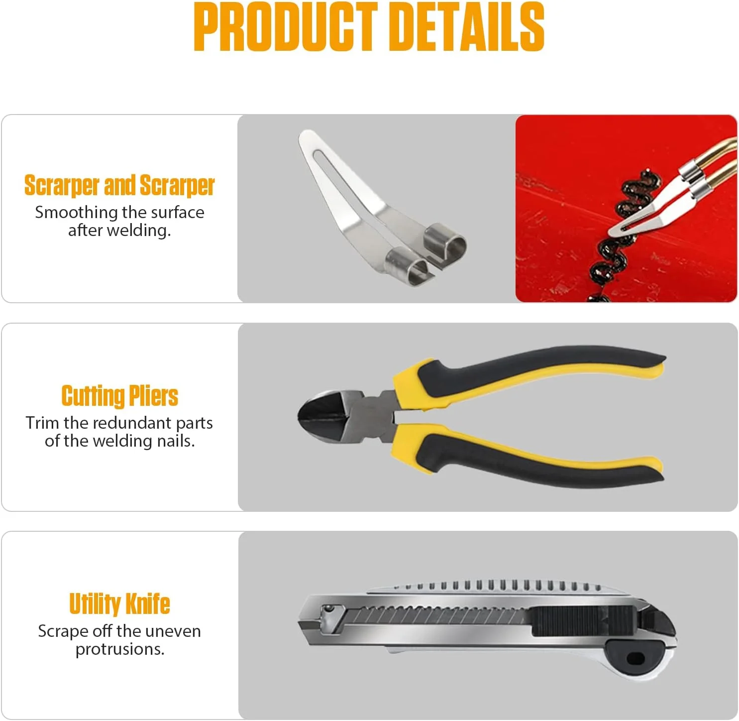 دستگاه جوش پلاستیک گرم WWART AUTOAND 100w به همراه لوازم جانبی، کیت تعمیر سپر خودرو با انبر، چاقو، سری صاف و منگنه