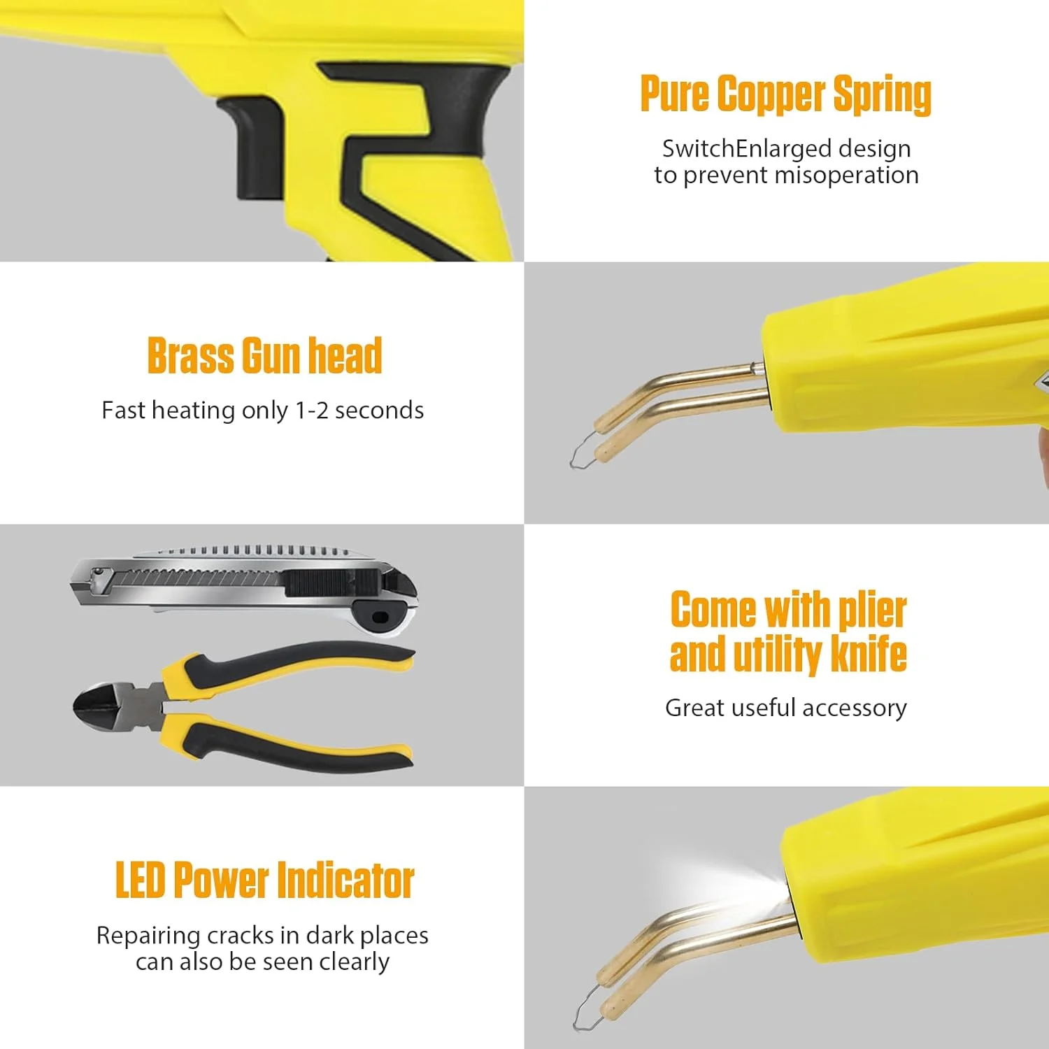 دستگاه جوش پلاستیک گرم WWART AUTOAND 100w به همراه لوازم جانبی، کیت تعمیر سپر خودرو با انبر، چاقو، سری صاف و منگنه