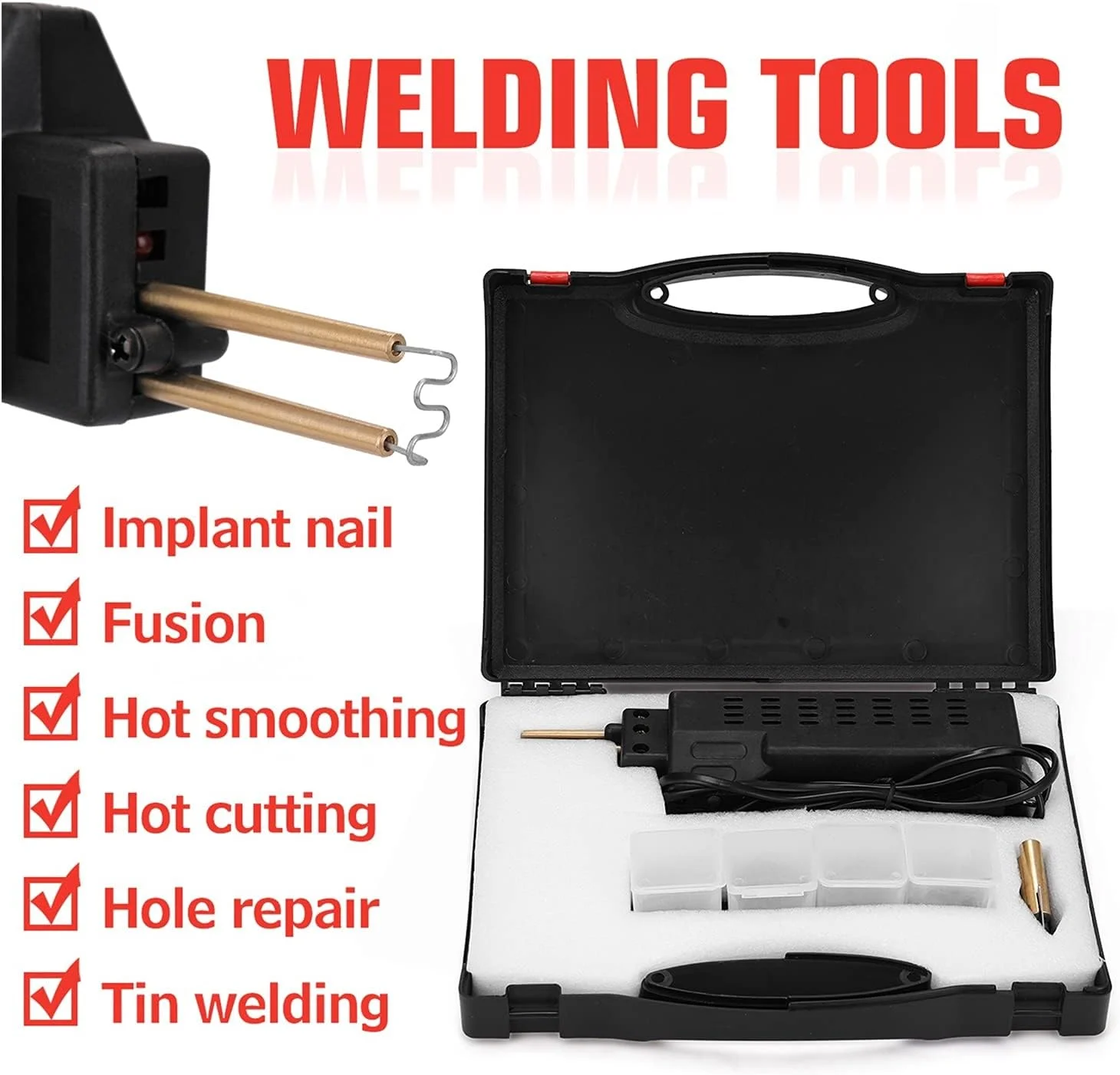 کیت جوش پلاستیک SJHDKLW برای تعمیر سپر خودرو، دستگاه جوش پلاستیک، اتو لحیم کاری برای تعمیر خودرو، دستگاه های جوش پلاستیک، کیت ابزار جوشکاری، مجموعه ابزار، منگنه های گرم (D)