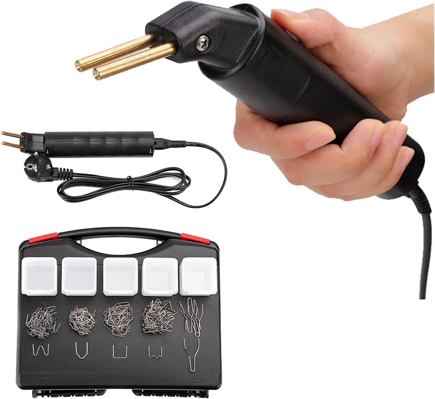 دستگاه جوش پلاستیک INWWUH، ابزار گاراژی، دستگاه منگنه داغ دستی، دستگاه تعمیر پلاستیک PVC، کیت جوشکار تعمیر سپر خودرو (مدل a)