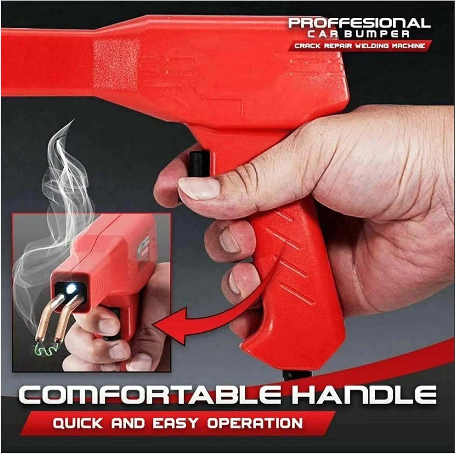 دستگاه جوش پلاستیک 50 وات، دستگاه تعمیر پلاستیک PVC، دستگاه منگنه داغ دستی، ابزار تعمیر سپر خودرو، کیت جوشکار (رنگ: B 302 قطعه)