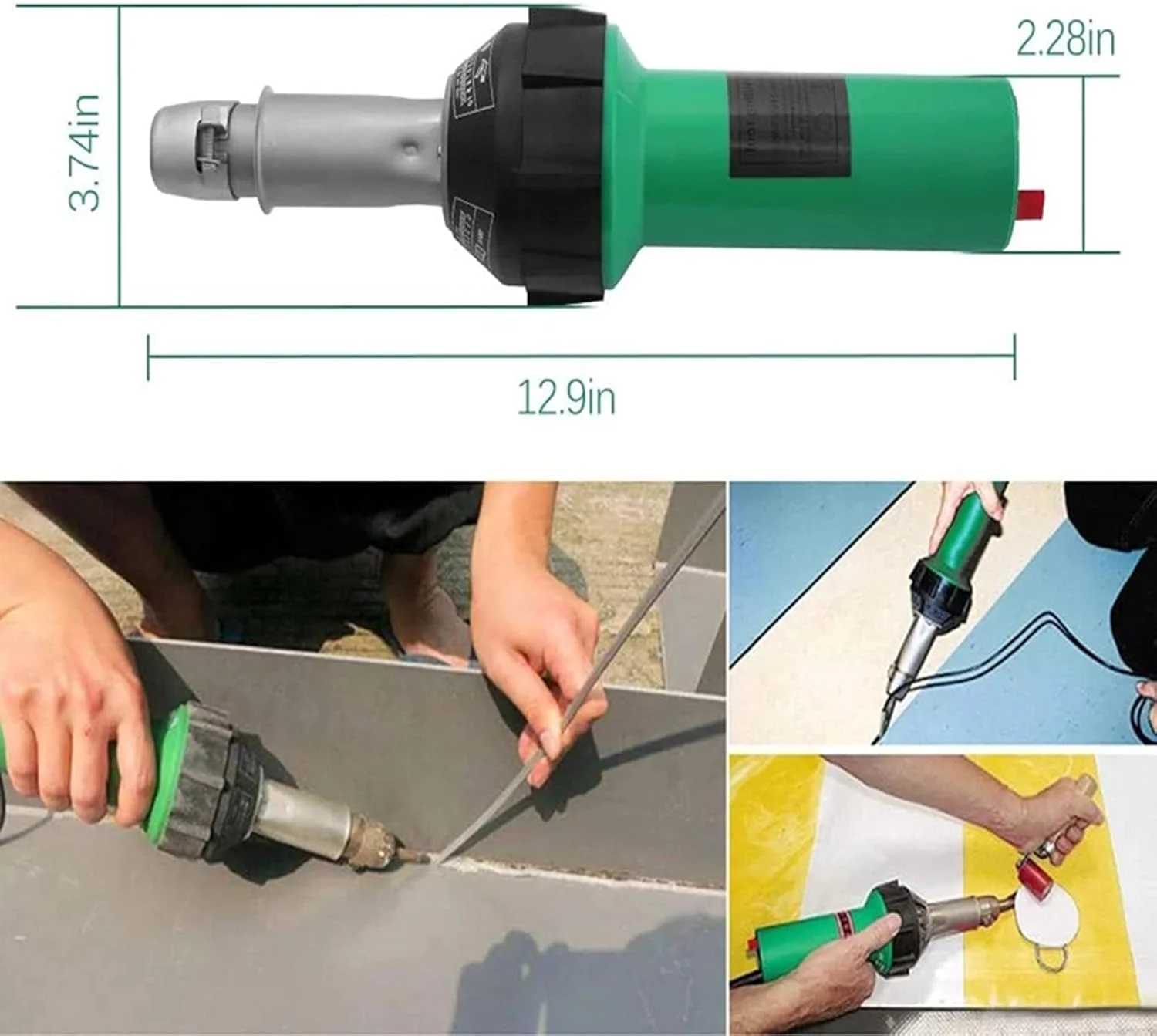 دستگاه جوش پلاستیک 19 تکه JHQWIDD 1600W، تفنگ حرارتی مشعل هوای گرم برای کفپوش پی وی سی وینیل PP PE مخزن آب ژئوممبران با جعبه ابزار