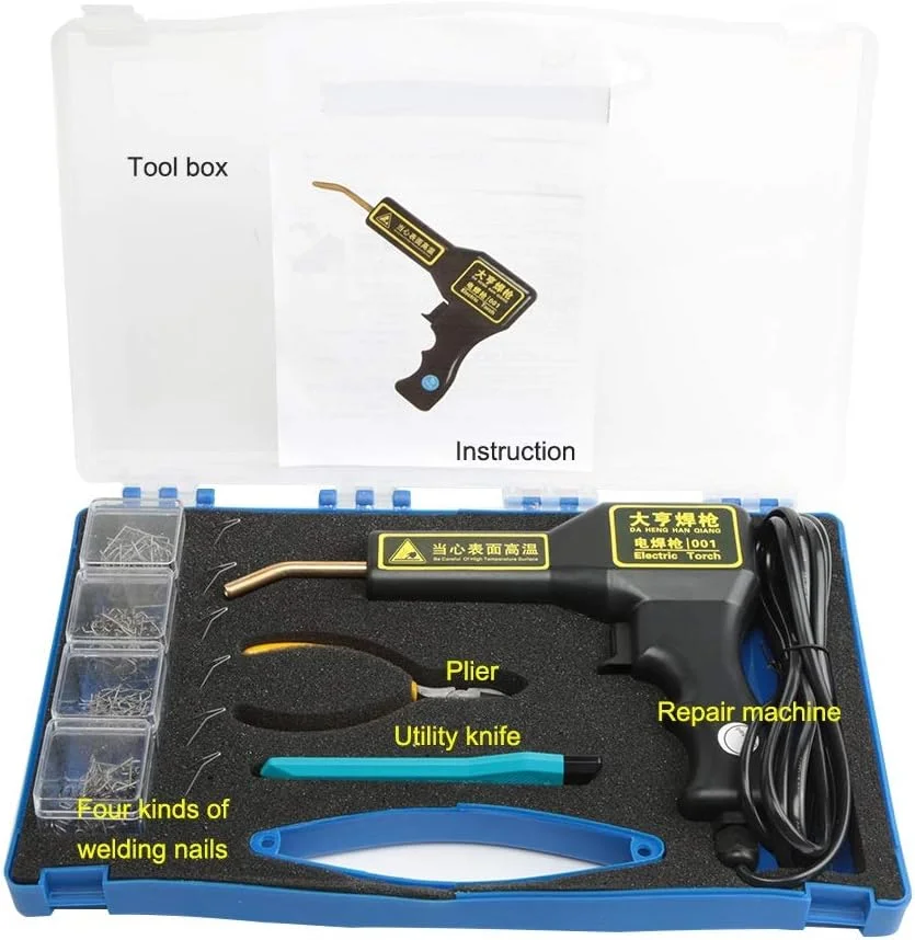 دستگاه جوش پلاستیک دستی 50 واتی RTYUTT، ابزار گاراژ، دستگاه منگنه گرم، منگنه، دستگاه تعمیر پلاستیک PVC، تعمیر سپر خودرو، منگنه گرم (آبی)