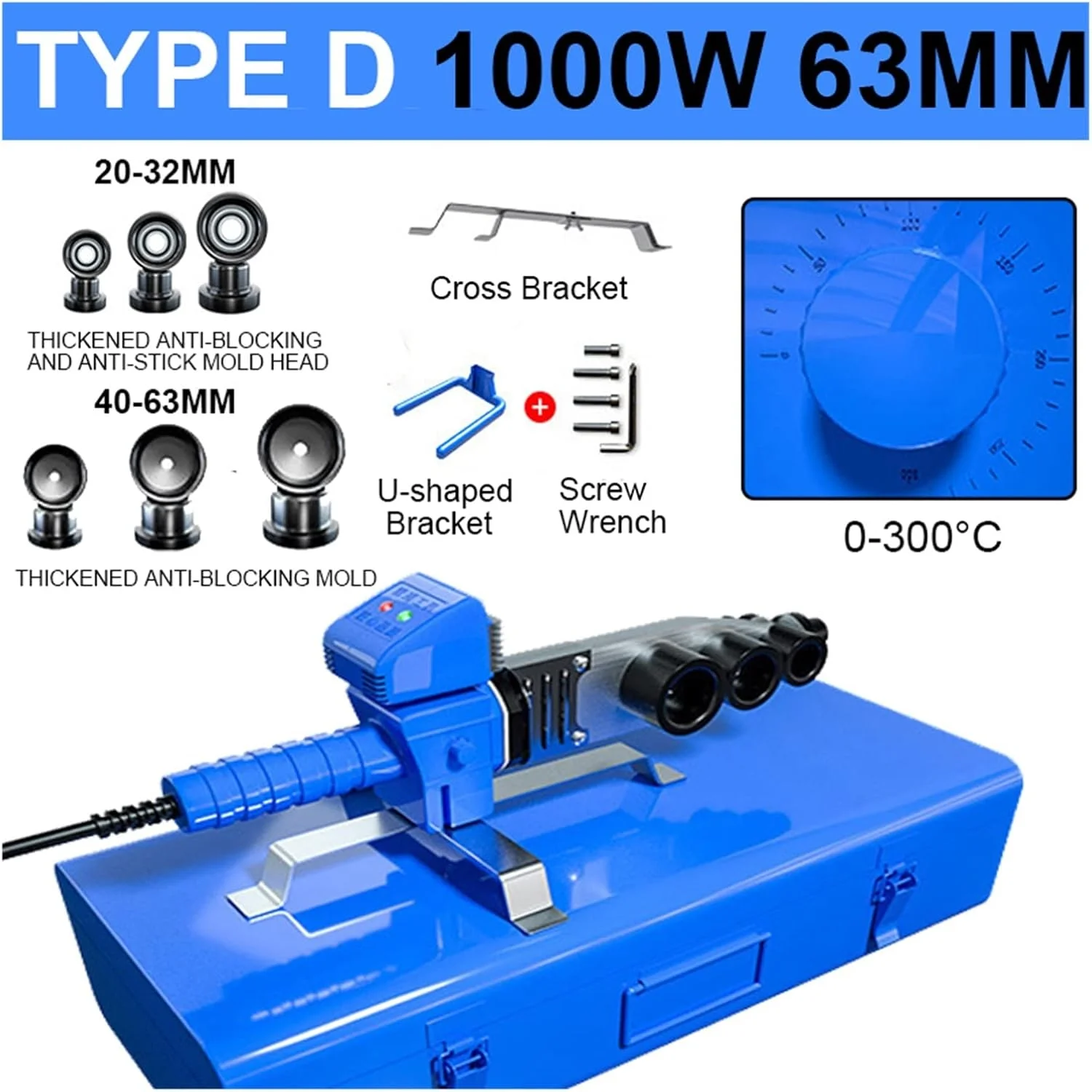 دستگاه جوش لوله قابل تنظیم GZDcjsc 1000W/800W، اتوی لحیم کاری لوله، ابزار ذوب گرم لوله پلاستیکی جوشکاری PB/PP/PE/PPR، 63/32 میلی متر (1000w D) دستگاه جوش لوله قابل تنظیم GZDcjsc 1000W/800W، اتوی لحیم کاری لوله، ابزار ذوب گرم لوله پلاستیکی جوشکاری PB/PP/PE/PPR، 63/32 میلی متر (1000w D)