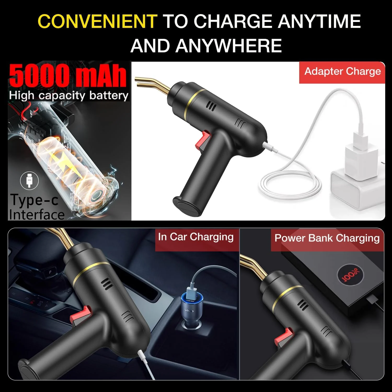 دستگاه جوش پلاستیک بی سیم 200 وات VTSHENY، دستگاه جوش پلاستیک قابل شارژ USB با باتری 5000 میلی آمپر ساعت، کیت تعمیر پلاستیک با 1200 عدد منگنه داغ، مجموعه جوش پلاستیک قابل حمل برای سپر خودرو