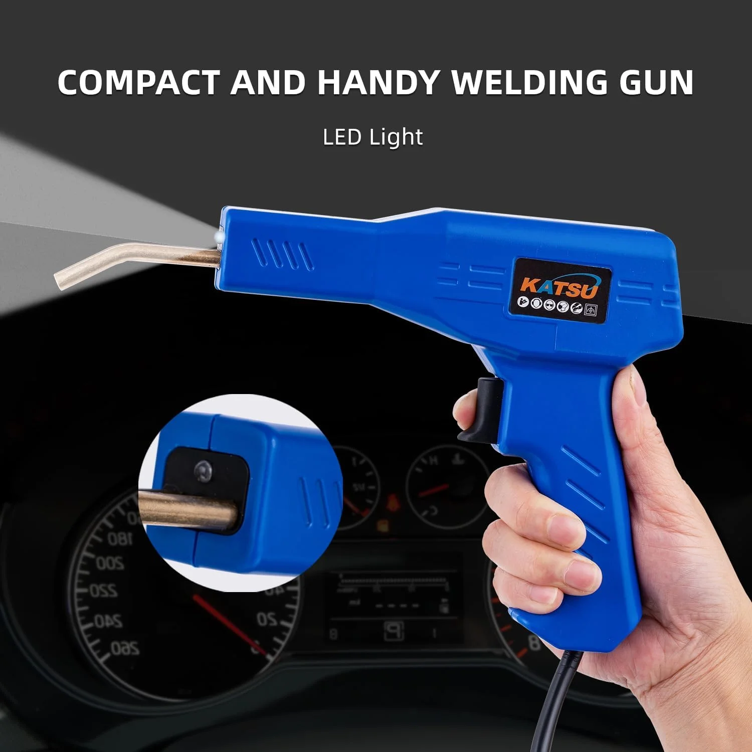 دستگاه جوش پلاستیک 50 وات KATSU Tools، کیت تعمیر سپر خودرو با 200 عدد منگنه جوشکاری 4 نوع، تفنگ منگنه داغ جوشکار پلاستیک، مجموعه تعمیر ترک پلاستیک برای قطعات خودرو/کایاک/کانو