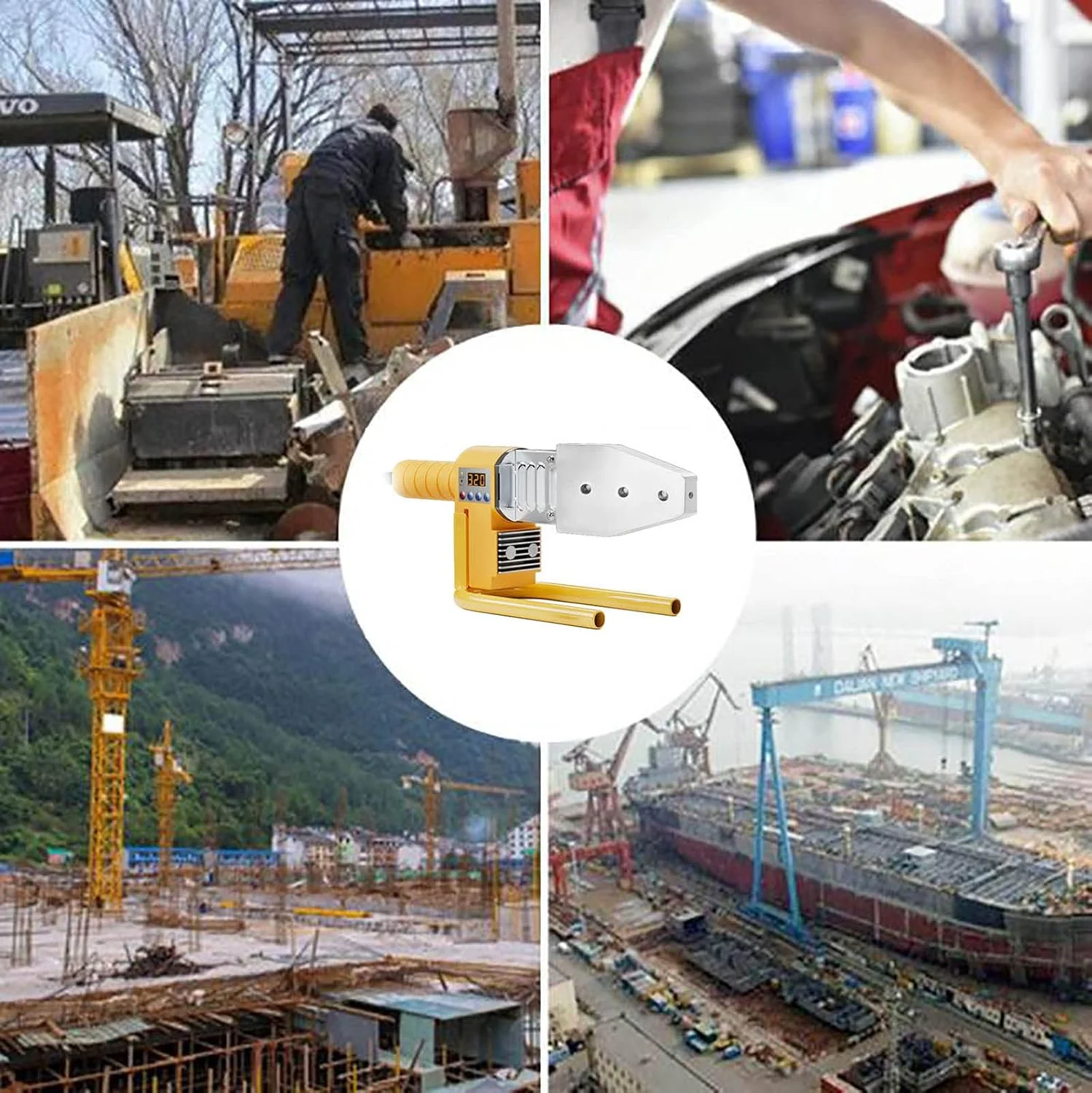 دستگاه جوش لوله PPR با توان بالا 1500 وات، دستگاه جوش پلاستیک مهندسی هیدرو با 6 قالب برای لوله های PPR PE PB PVC HDPE، B