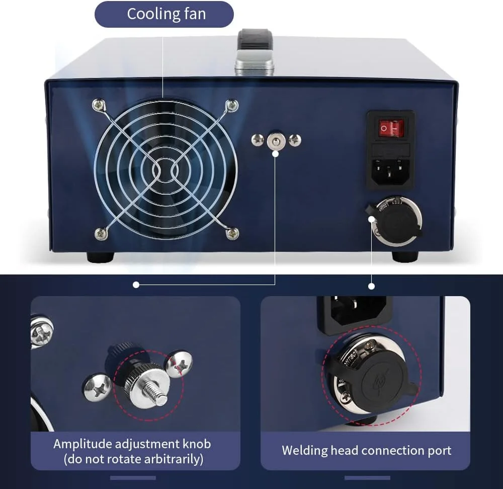 دستگاه جوش پلاستیک التراسونیک BAOSHISHAN 500W، جوش نقطه ای پلاستیک برای تسمه تخم مرغ مزرعه، تسمه کود (دستگاه 500W با شاخ برای تسمه تخم مرغ/کود)