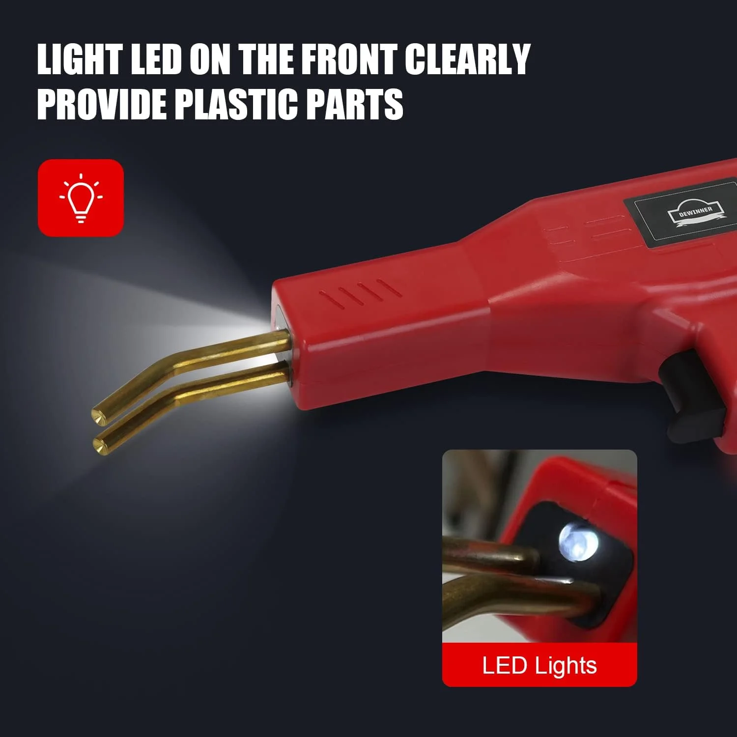 دستگاه جوش پلاستیک DEWINNER با 400 عدد میخ، چهار نوع میخ برای تعمیر ترک پلاستیک، دستگاه جوش 50 وات، تفنگ میخ داغ با انبر برای تعمیرات خودرو و مصارف خانگی