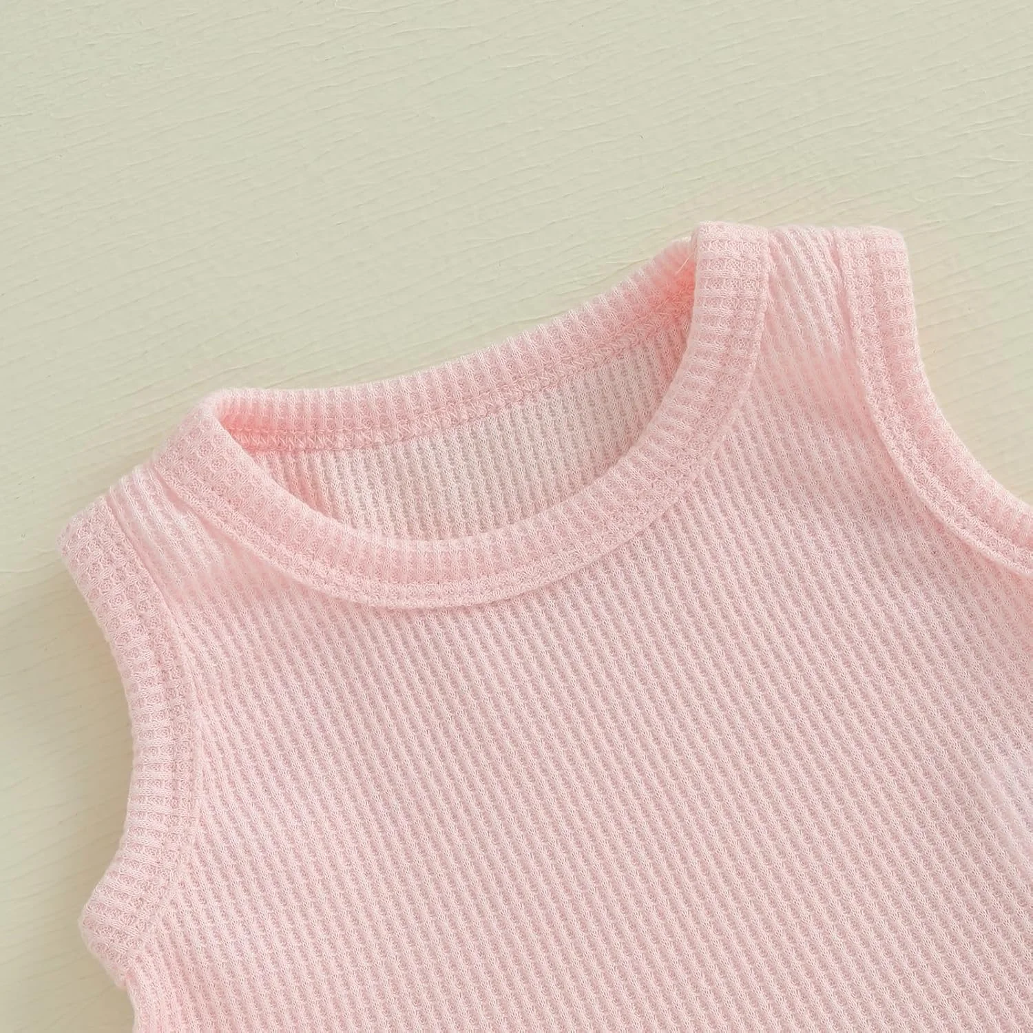 ست لباس تابستانی وافل دخترانه BeliBacca، رنگ ثابت، آستین حلقه ای، یقه گرد، تاپ چین دار، شلوار دمپا گشاد الاستیک، 2 تکه، لباس کودک نوپا ست لباس تابستانی وافل دخترانه BeliBacca، رنگ ثابت، آستین حلقه ای، یقه گرد، تاپ چین دار، شلوار دمپا گشاد الاستیک، 2 تکه، لباس کودک نوپا