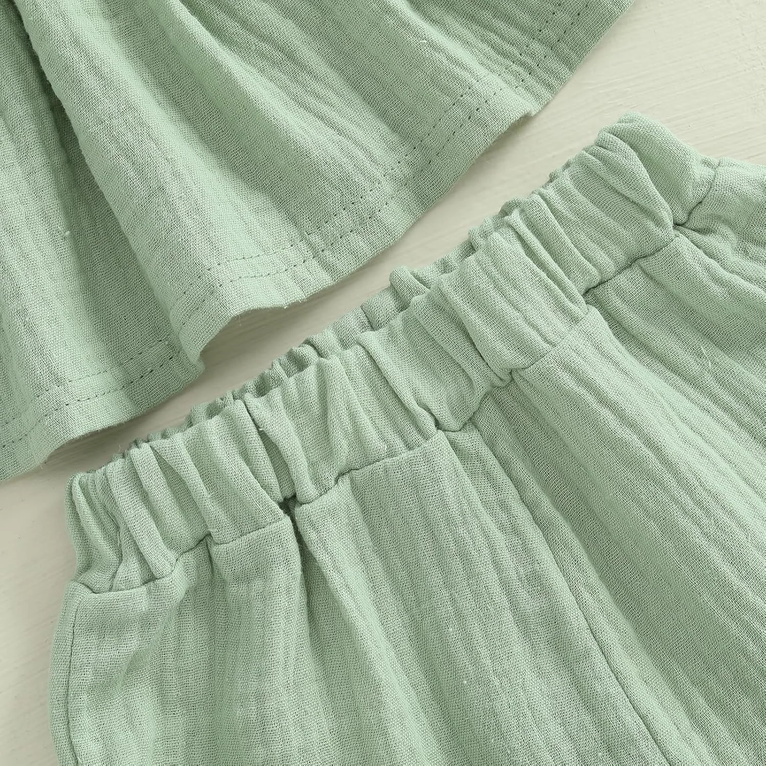 ست لباس تابستانی دخترانه BeliBacca شامل تاپ تانک رنگ ثابت با دامن توتو و شورت چین‌دار با کمر کشی، مناسب نوزاد و کودک، 2 تکه