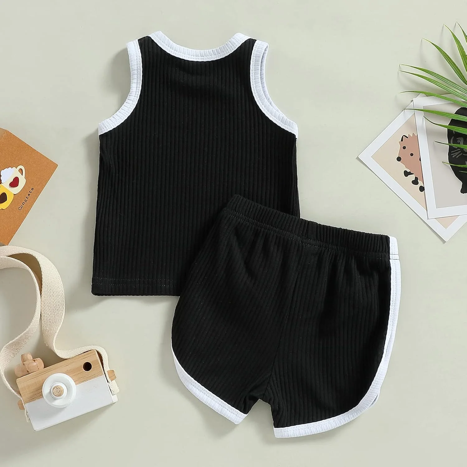 ست لباس تابستانی بدون آستین Arvbitana برای نوزاد پسر و دختر، تاپ و شلوارک، دو تکه، پنبه ای و یکدست ست لباس تابستانی بدون آستین Arvbitana برای نوزاد پسر و دختر، تاپ و شلوارک، دو تکه، پنبه ای و یکدست