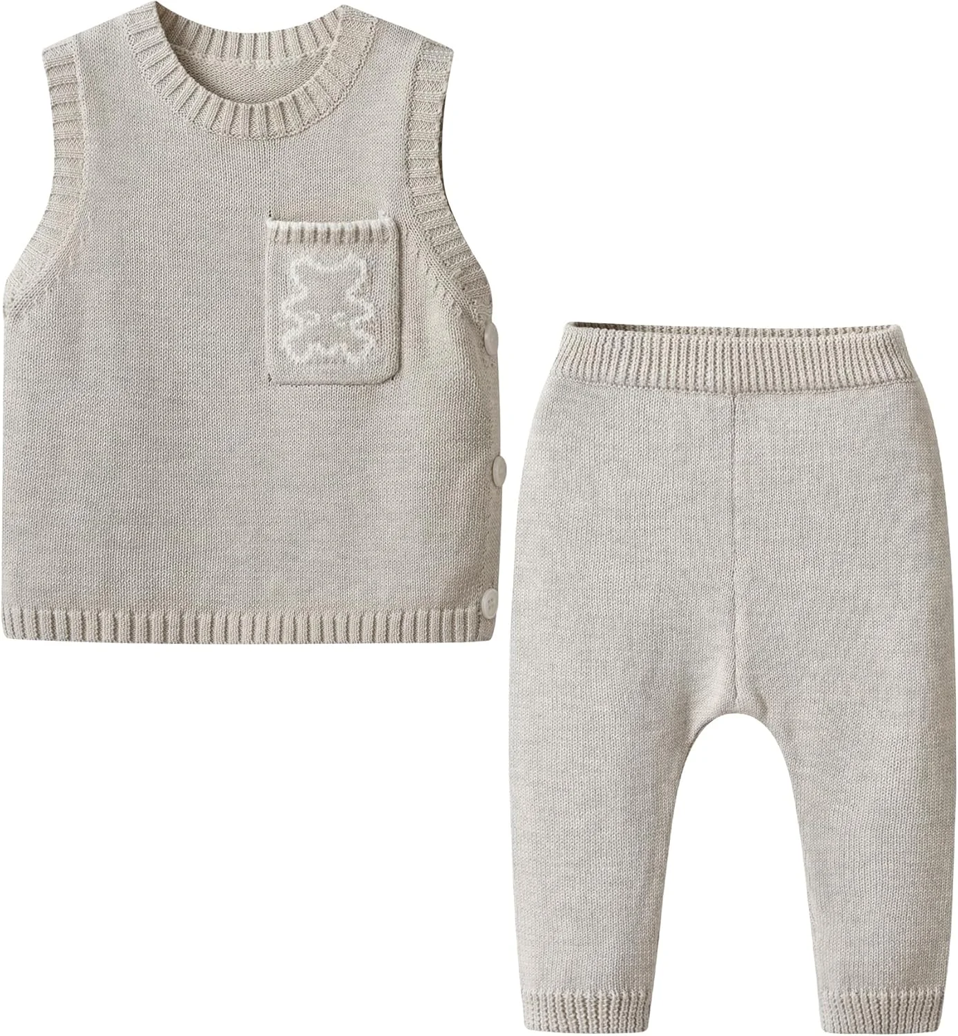 ست جلیقه بافتنی و شلوار بلند نوزادی یونیسکس آرو Mesa، 2 تکه، تاپ تانک، لباس بافتنی پولور ست جلیقه بافتنی و شلوار بلند نوزادی یونیسکس آرو Mesa، 2 تکه، تاپ تانک، لباس بافتنی پولور