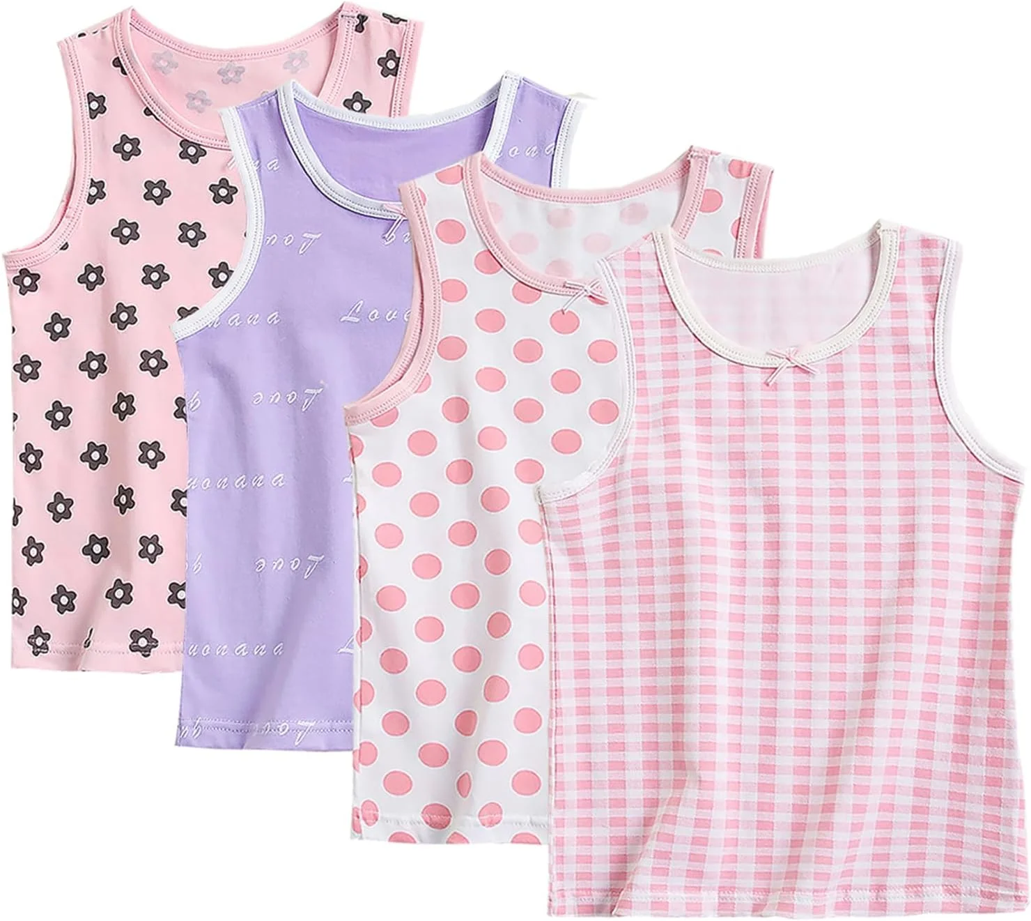 نیم‌تنه‌های دخترانه نرم و یکرنگ Anntry مناسب 2 تا 10 سال، بسته 4 عددی، تاپ‌های راحت و تنفسی بچگانه