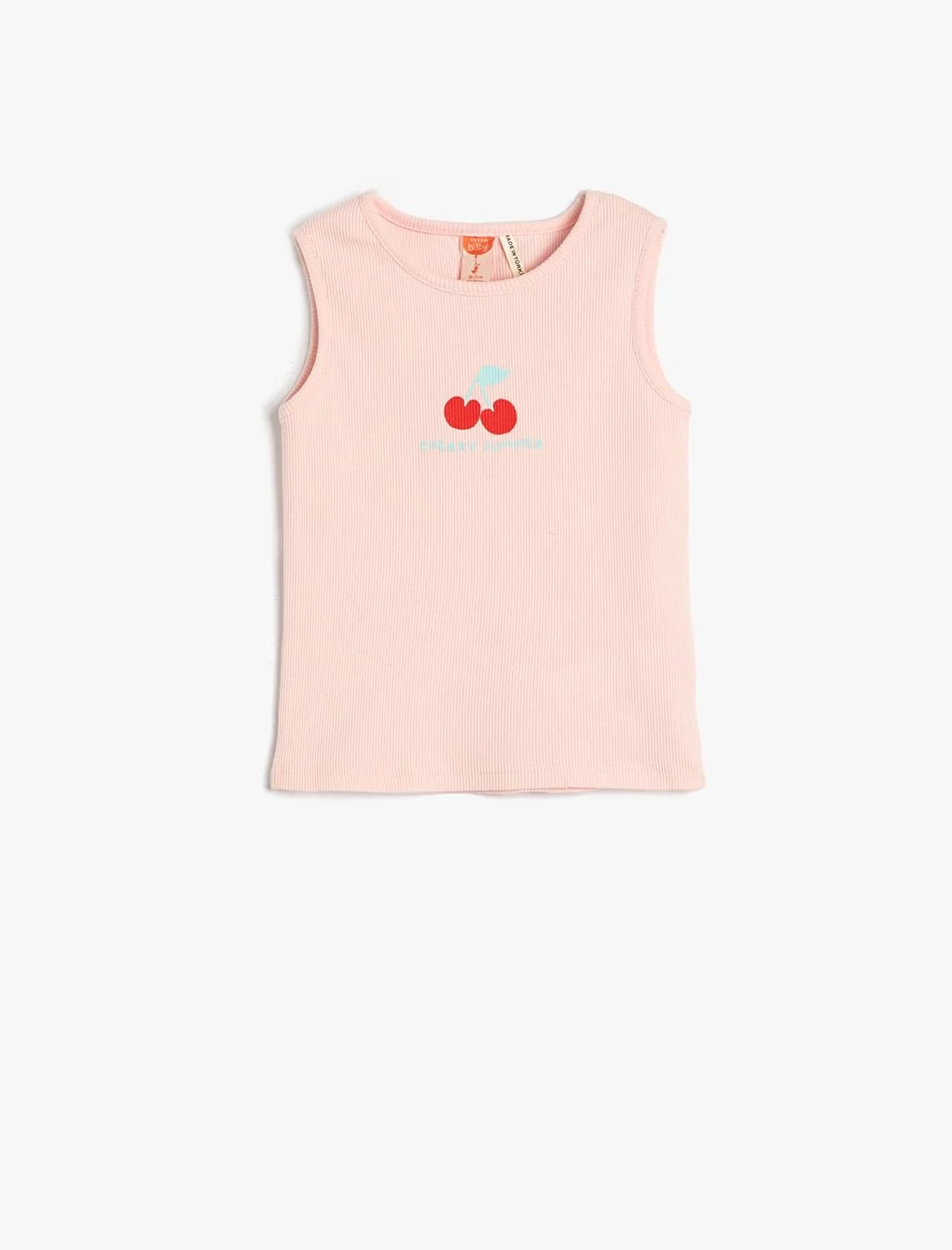 تاپ رکابی دخترانه KOTON، بدون آستین، یقه گرد، کبریتی، چاپی، تاپ نخی