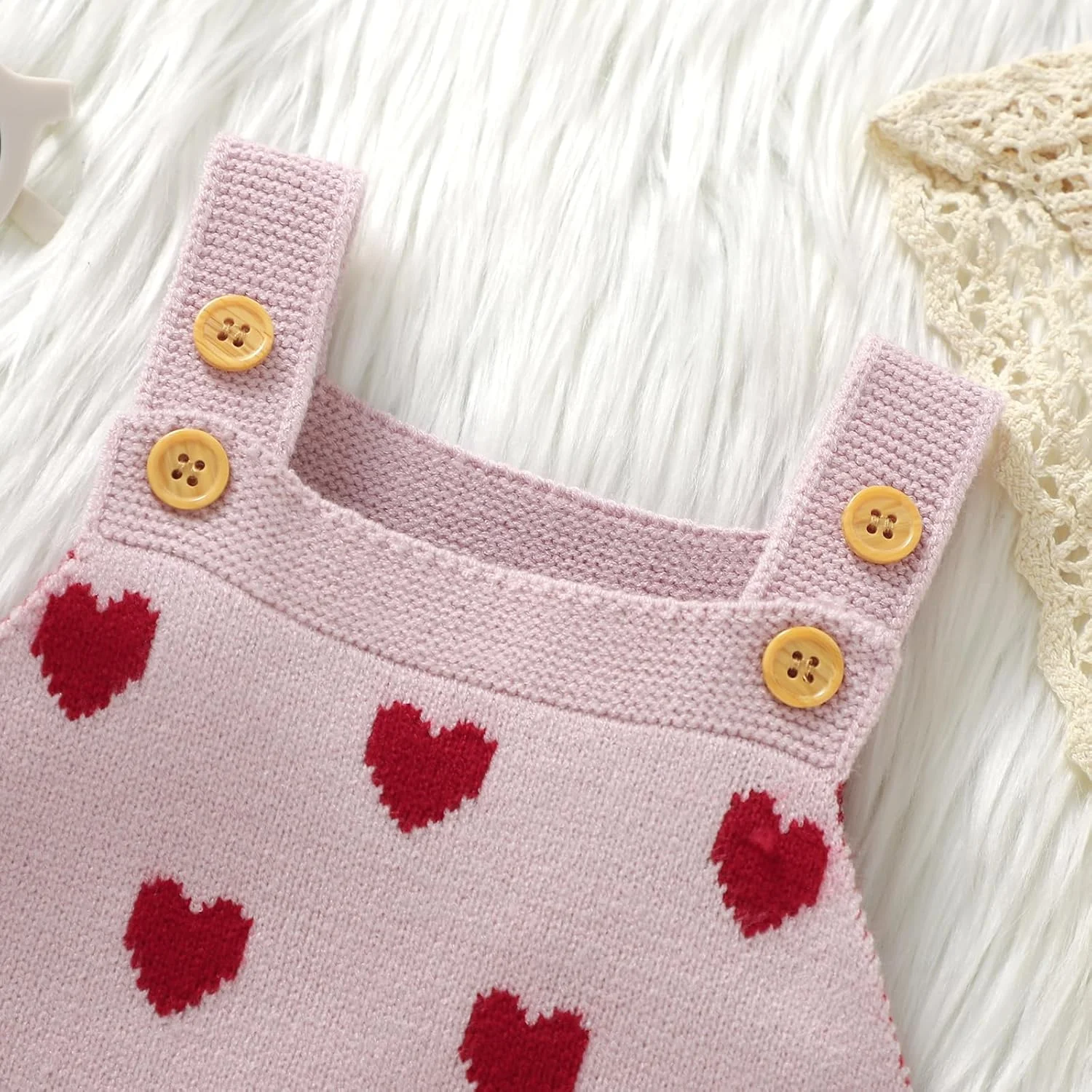 لباس روز ولنتاین دخترانه Ayalinggo، سرهمی بافتنی قلبی شکل، تاپ هالتر تانک با حاشیه چین دار، لباس بهاری