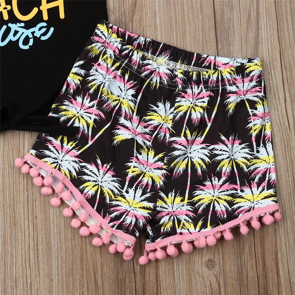 ست لباس تابستانی دخترانه/پسرانه شامل تاپ رکابی حاشیهدار + شلوارک منگولهدار + هدبند ست لباس تابستانی دخترانه/پسرانه شامل تاپ رکابی حاشیهدار + شلوارک منگولهدار + هدبند