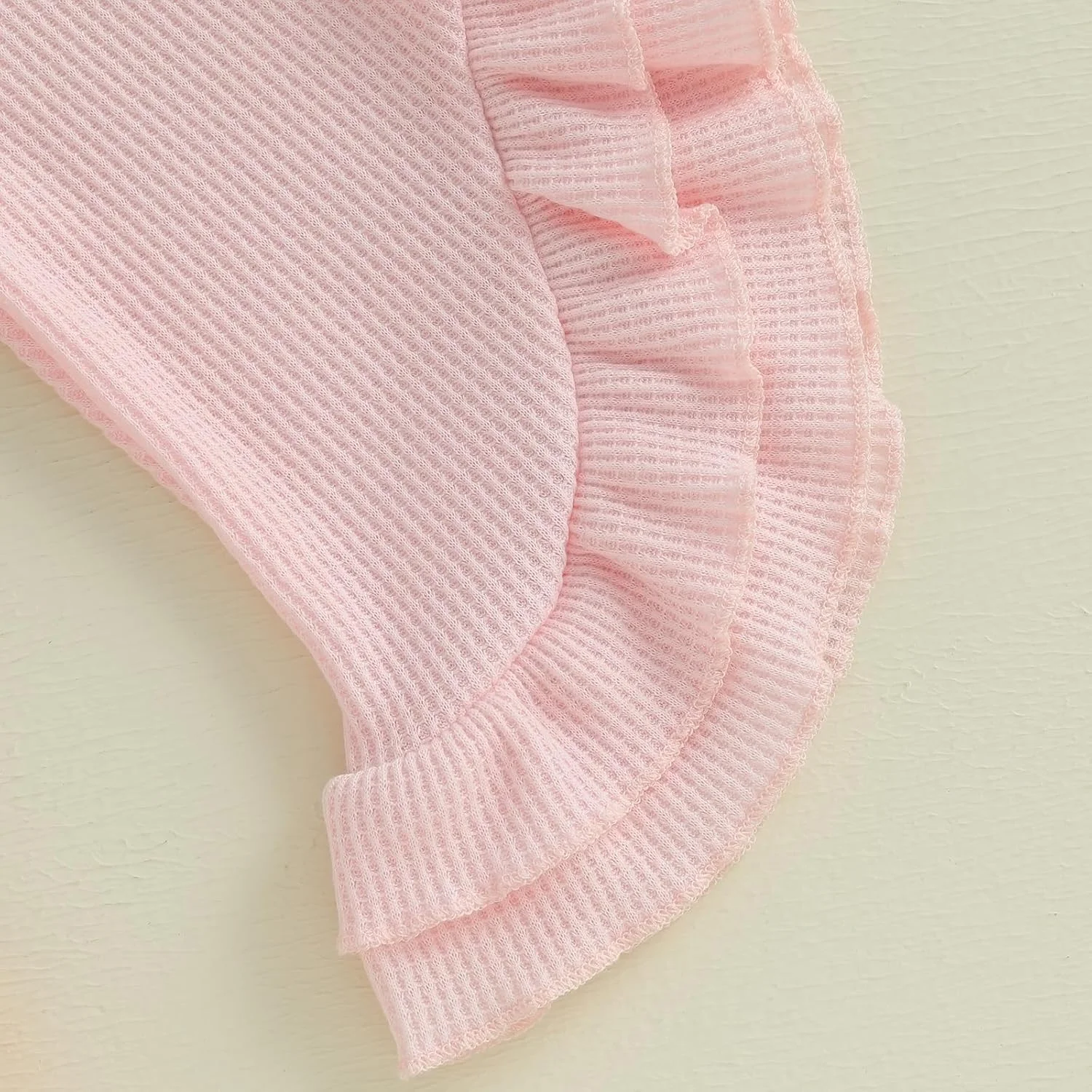 ست لباس تابستانی وافل دخترانه BeliBacca، رنگ ثابت، آستین حلقه ای، یقه گرد، تاپ با حاشیه چین دار، شلوار دمپا گشاد الاستیک، 2 تکه لباس دخترانه بچه گانه ست لباس تابستانی وافل دخترانه BeliBacca، رنگ ثابت، آستین حلقه ای، یقه گرد، تاپ با حاشیه چین دار، شلوار دمپا گشاد الاستیک، 2 تکه لباس دخترانه بچه گانه