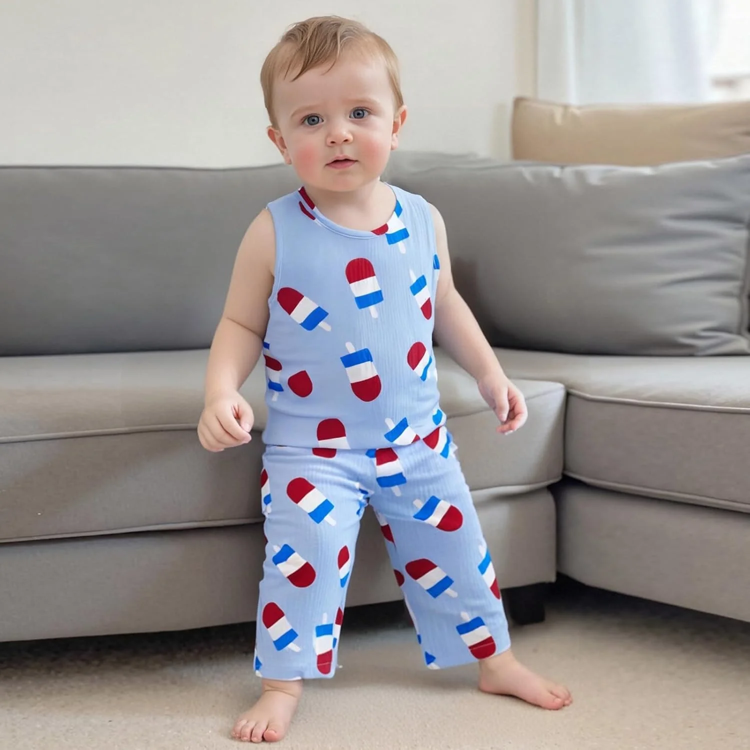 ست لباس روز استقلال کودک Amnnchya، تاپ و شلوارک نخی و کتانی، لباس دو تکه پسرانه و دخترانه برای چهارم جولای