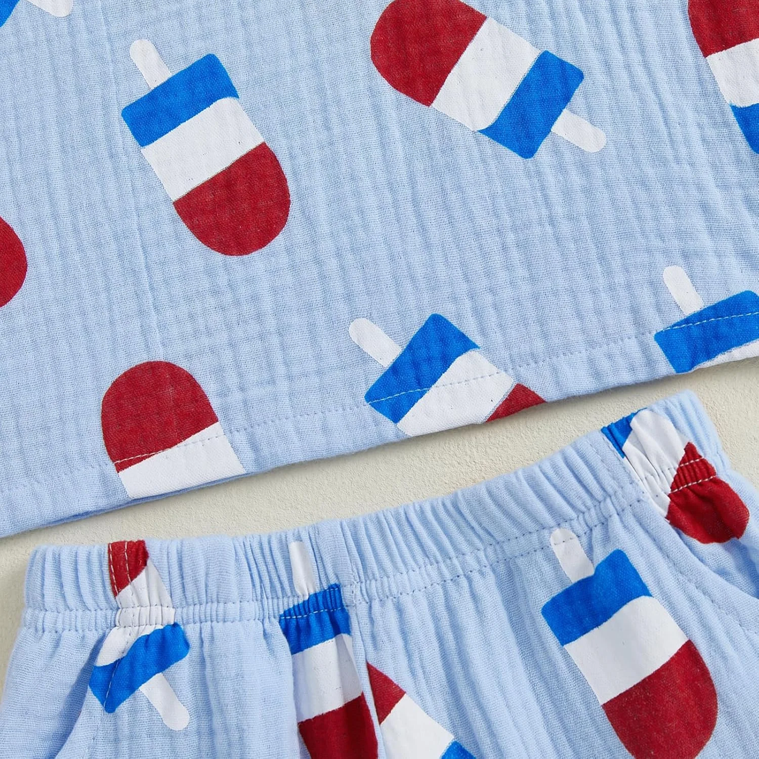 ست لباس روز استقلال کودک Amnnchya، تاپ و شلوارک نخی و کتانی، لباس دو تکه پسرانه و دخترانه برای چهارم جولای