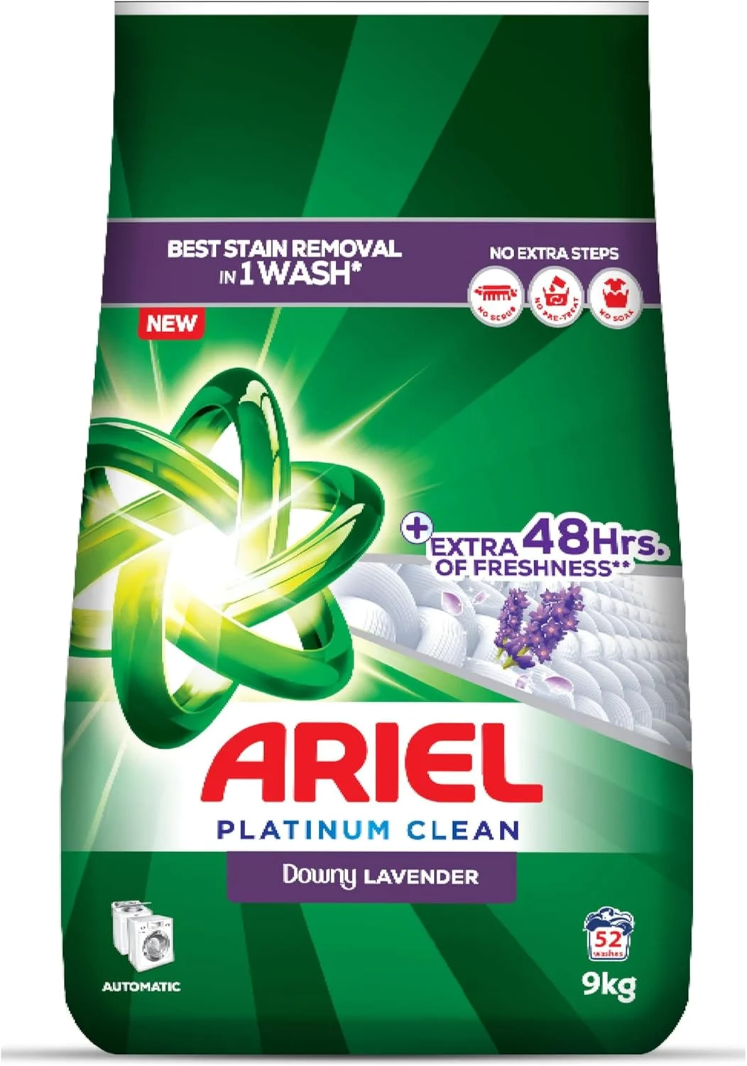 پودر لباسشویی Ariel Platinum Clean با رایحه اسطوخودوس، 9 کیلوگرم