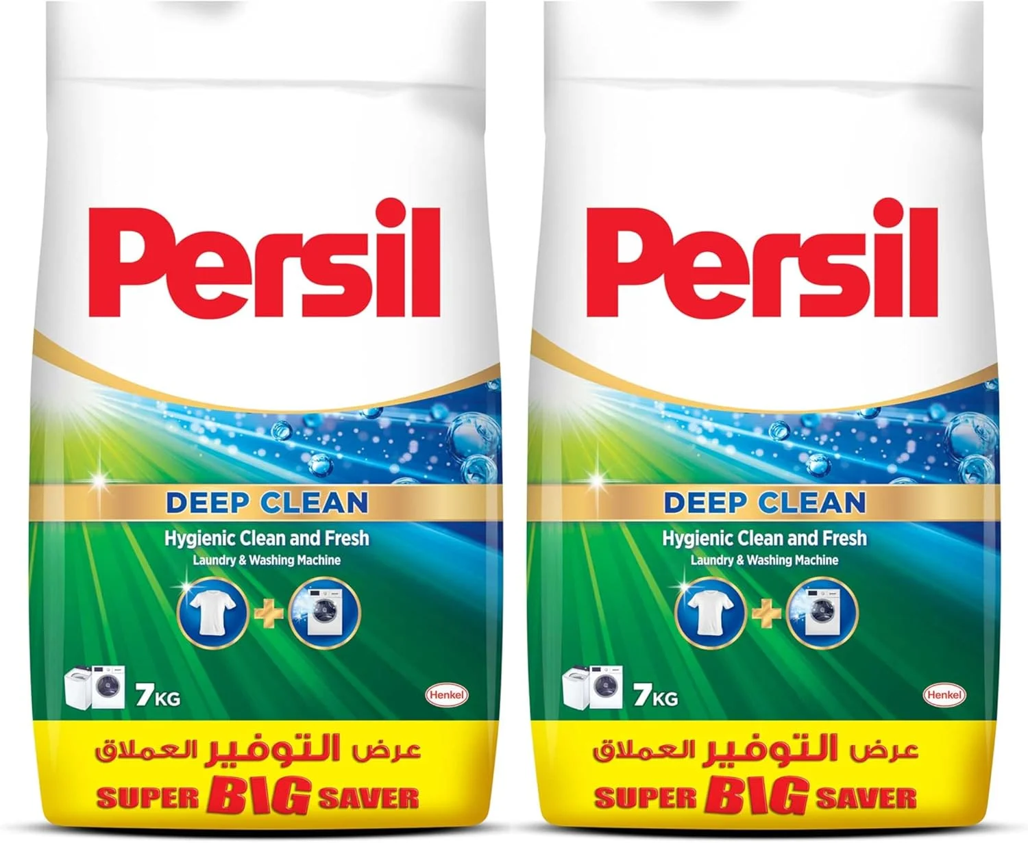پودر لباسشویی پرسیل Deep Clean، تمیزی بهداشتی و طراوت، کف کم، مناسب برای همه ماشین های لباسشویی، 14 کیلوگرم (2 x 7 کیلوگرم) [اختصاصی آمازون]