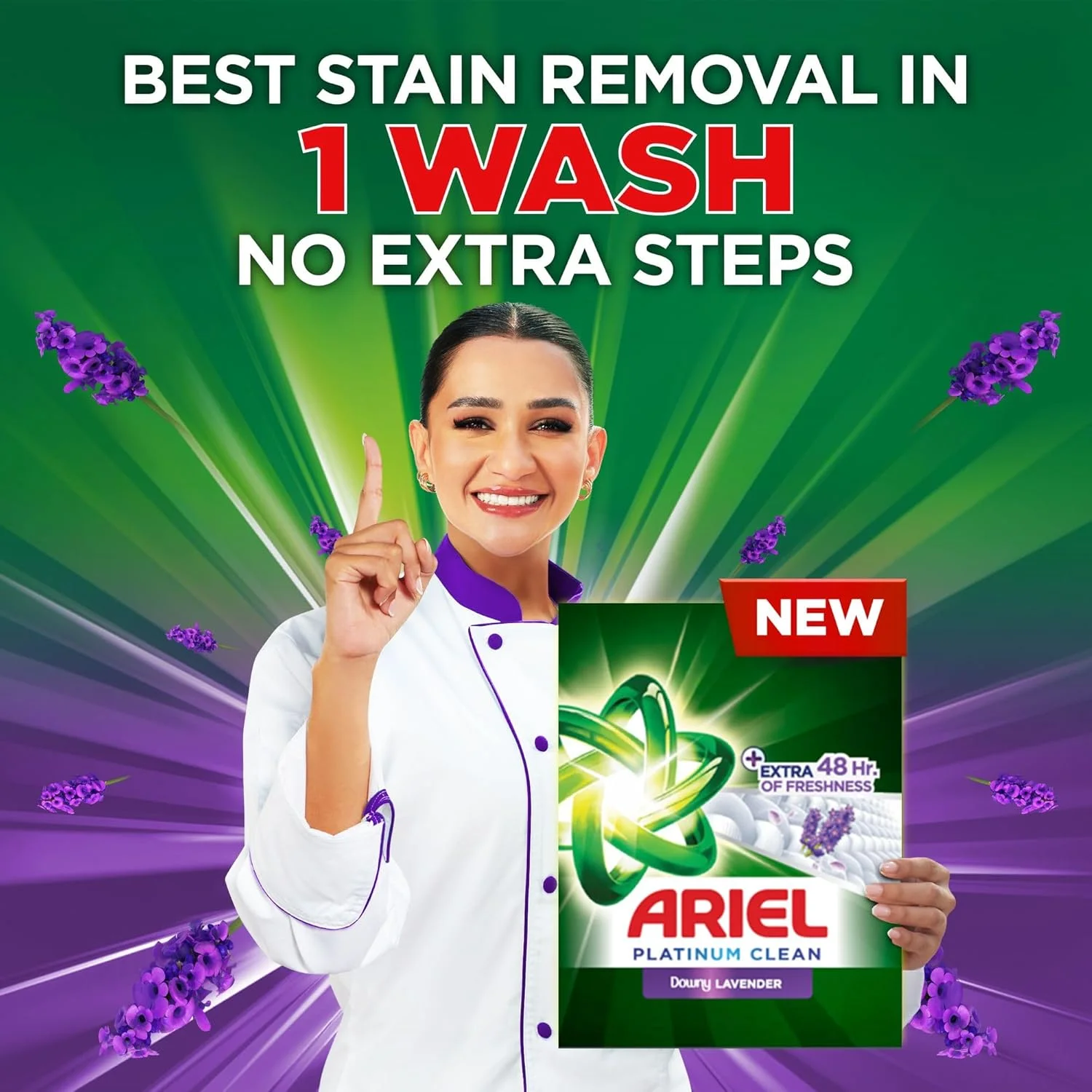 پودر لباسشویی Ariel Platinum Clean با رایحه اسطوخودوس، 9 کیلوگرم