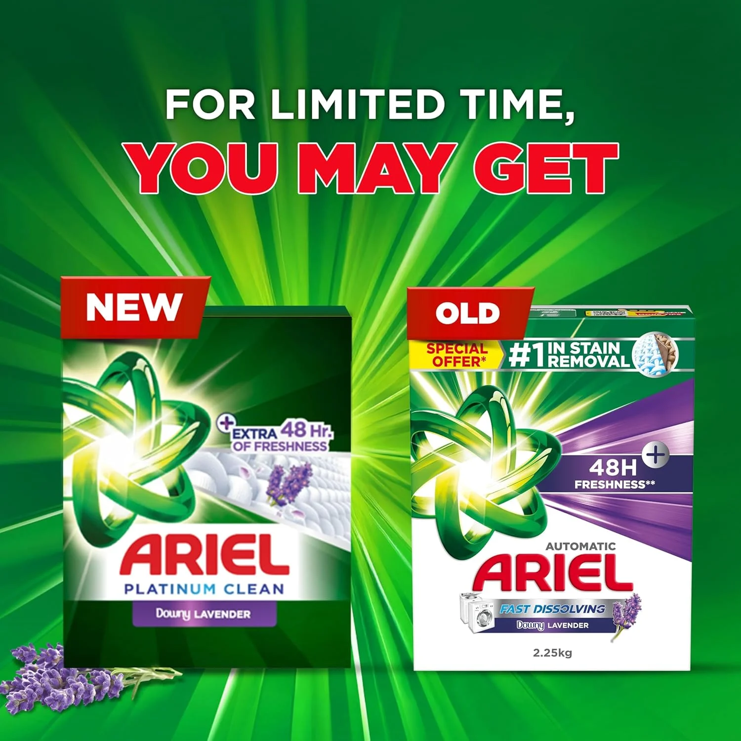 پودر لباسشویی Ariel Platinum Clean با رایحه اسطوخودوس، 9 کیلوگرم