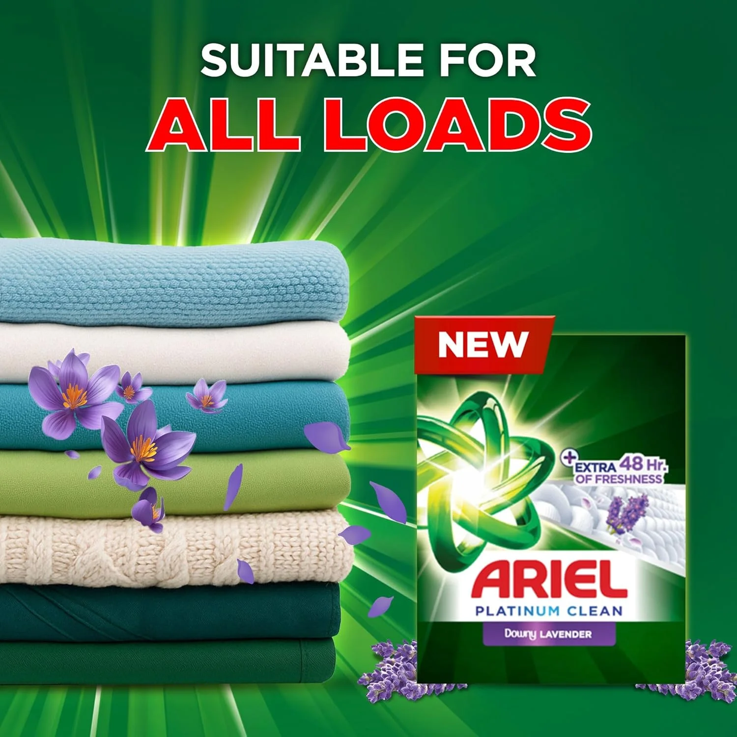 پودر لباسشویی Ariel Platinum Clean با رایحه اسطوخودوس، 9 کیلوگرم