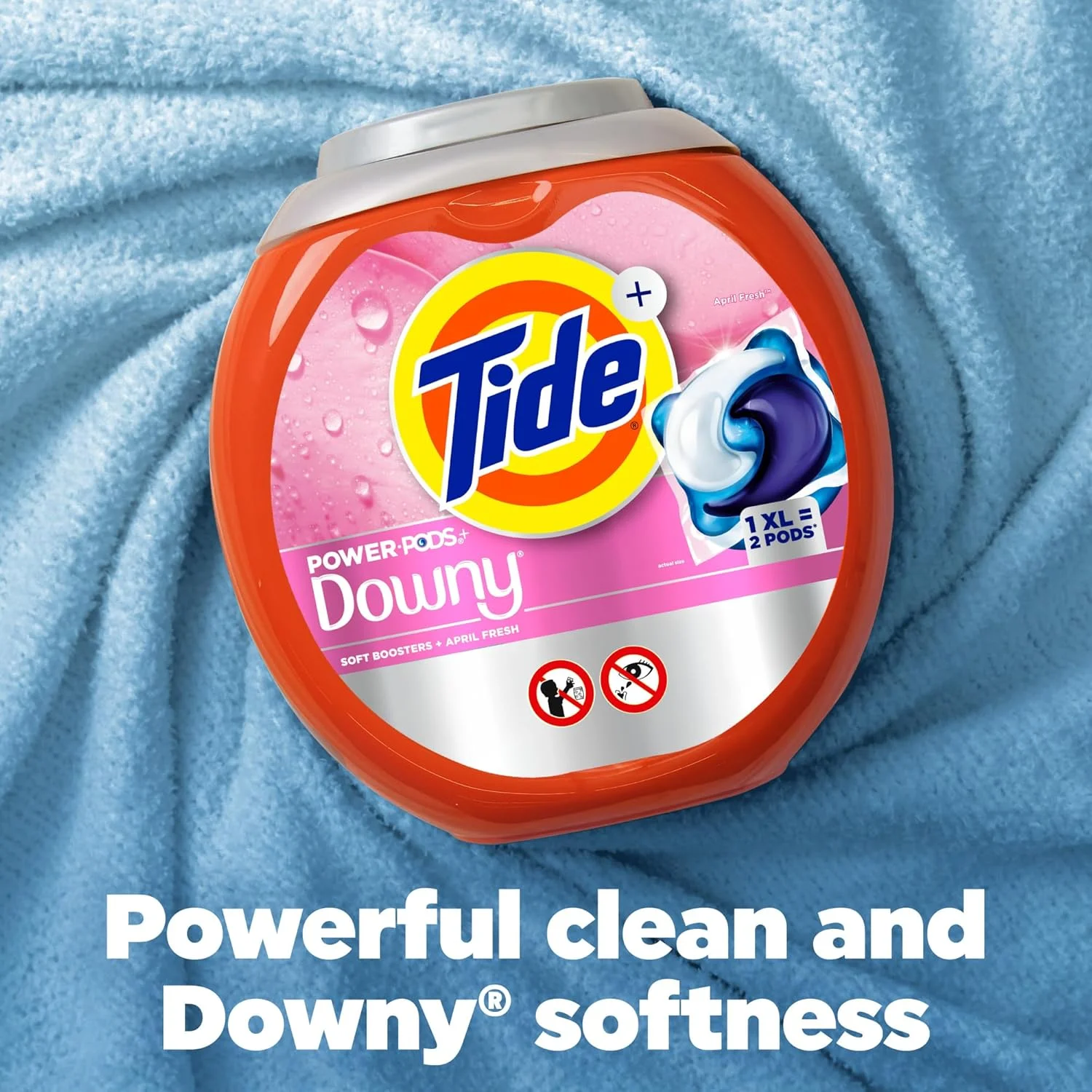 پودر لباسشویی کپسولی 2 در 1 Tide Power PODs با نرم کننده Downy، 18 عدد، طراوت ماندگار با رایحه April Fresh
