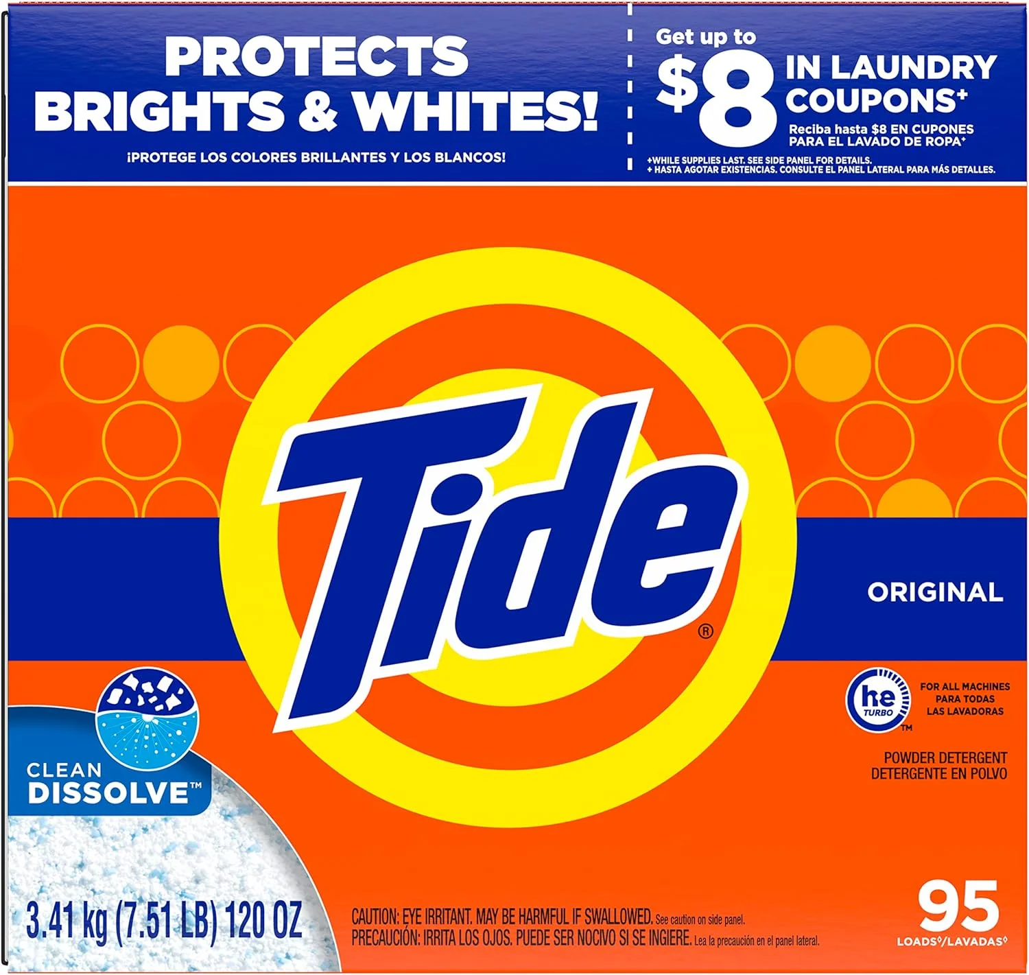 پودر لباسشویی تاید، اورجینال، 95 بار شستشو، 3.4 کیلوگرم