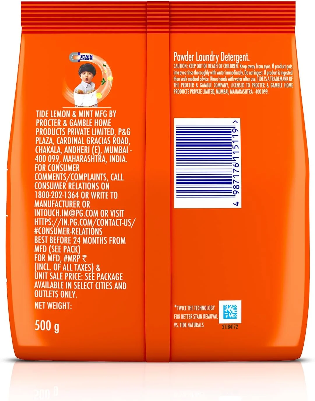 پودر لباسشویی تاید پلاس با قدرت اضافی لیمو و نعناع - بسته 500 گرمی پودر لباسشویی تاید پلاس با قدرت اضافی لیمو و نعناع - بسته 500 گرمی