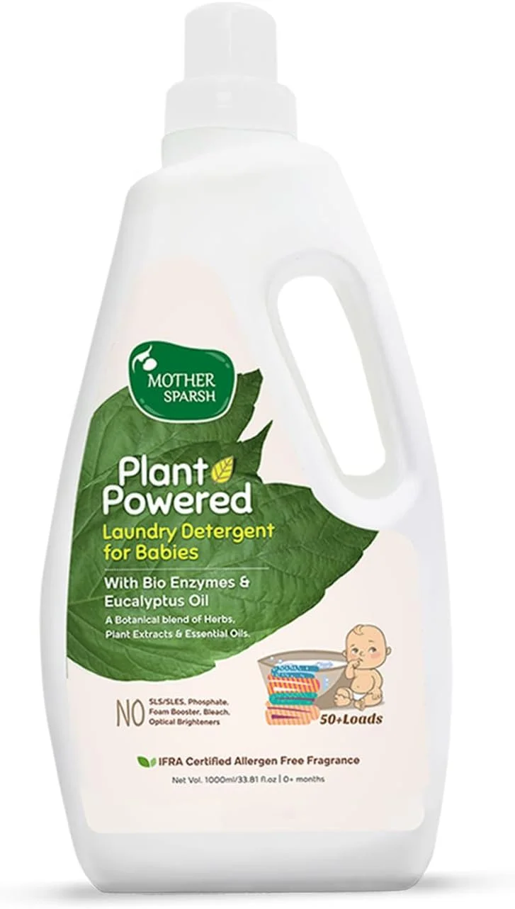 مایع لباسشویی کودک Mother Sparsh (تقویت شده با گیاهان) با آنزیم های زیستی و روغن اکالیپتوس، 1 لیتر