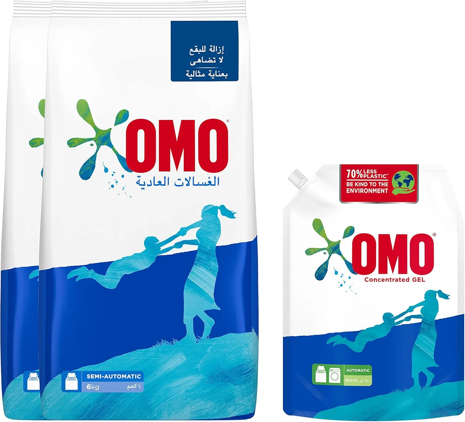 پودر لباسشویی اکتیو امو، 6 کیلوگرم (بسته 2 عددی) + مایع لباسشویی اتوماتیک امو، کیسه 1.8 لیتری