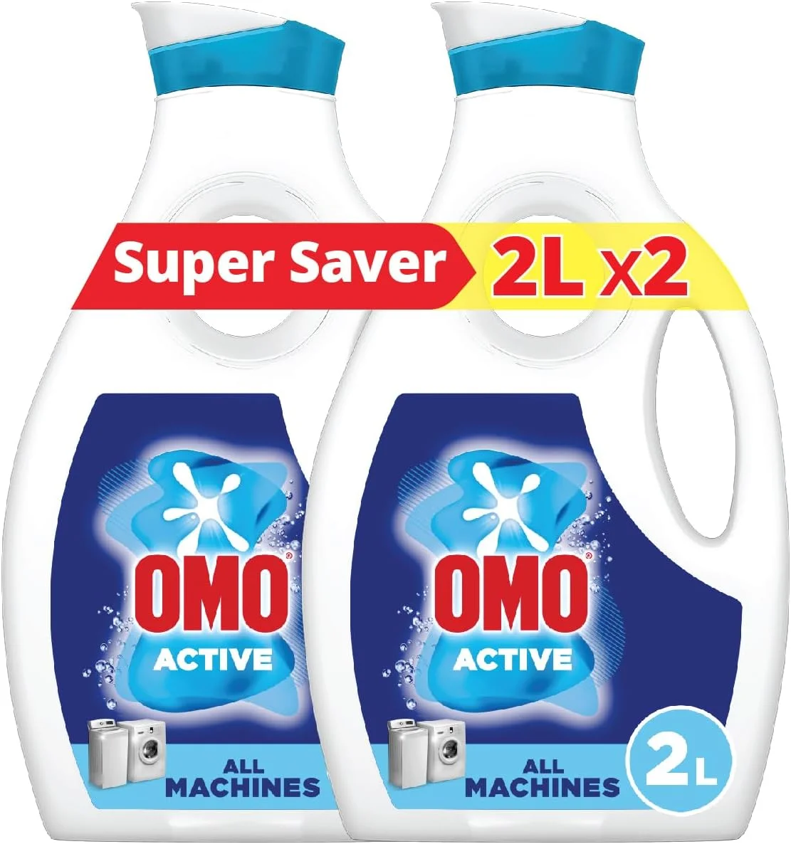 مایع لباسشویی اتوماتیک امو، اکتیو، تا 100% لکه بری در یک شستشو*، 2 لیتر x 2، بسته بندی ممکن است متفاوت باشد
