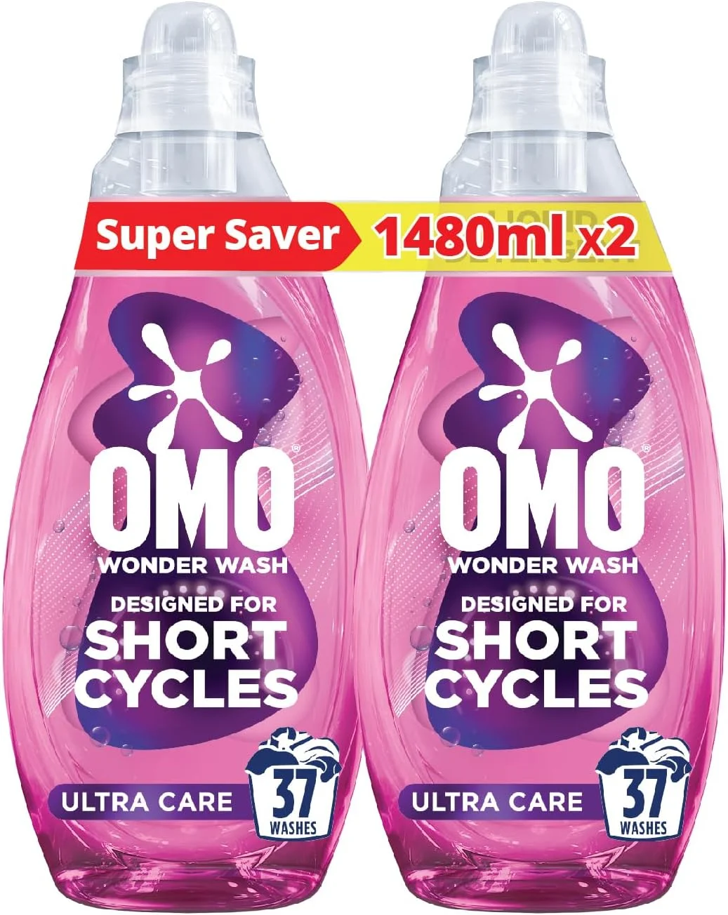 مایع لباسشویی امو Wonder Wash، مراقبت ویژه، برای دوره‌های کوتاه، لکه‌بری در 15 دقیقه، 1480 میلی لیتر x 2
