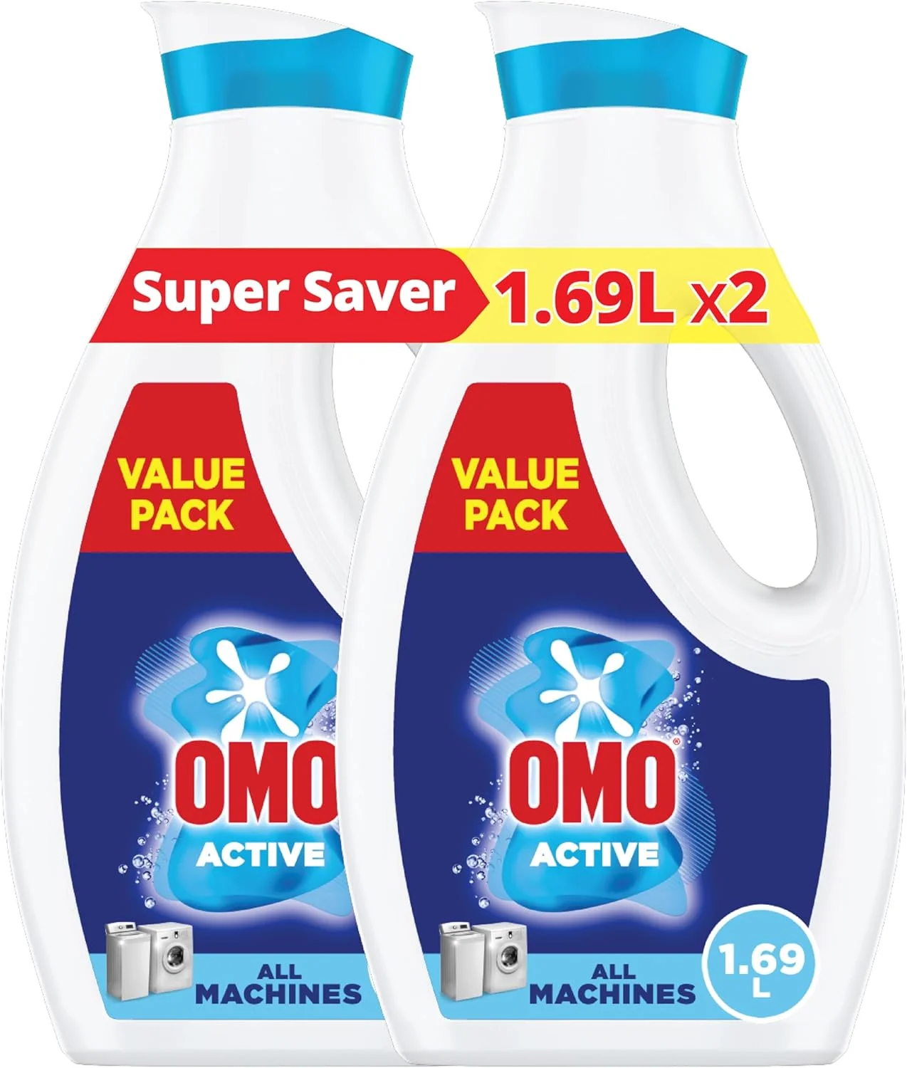 مایع لباسشویی امو اکتیو، حذف لکه تا 100% فقط در یک شستشو، 1.69 لیتر x 2، بسته بندی ممکن است متفاوت باشد