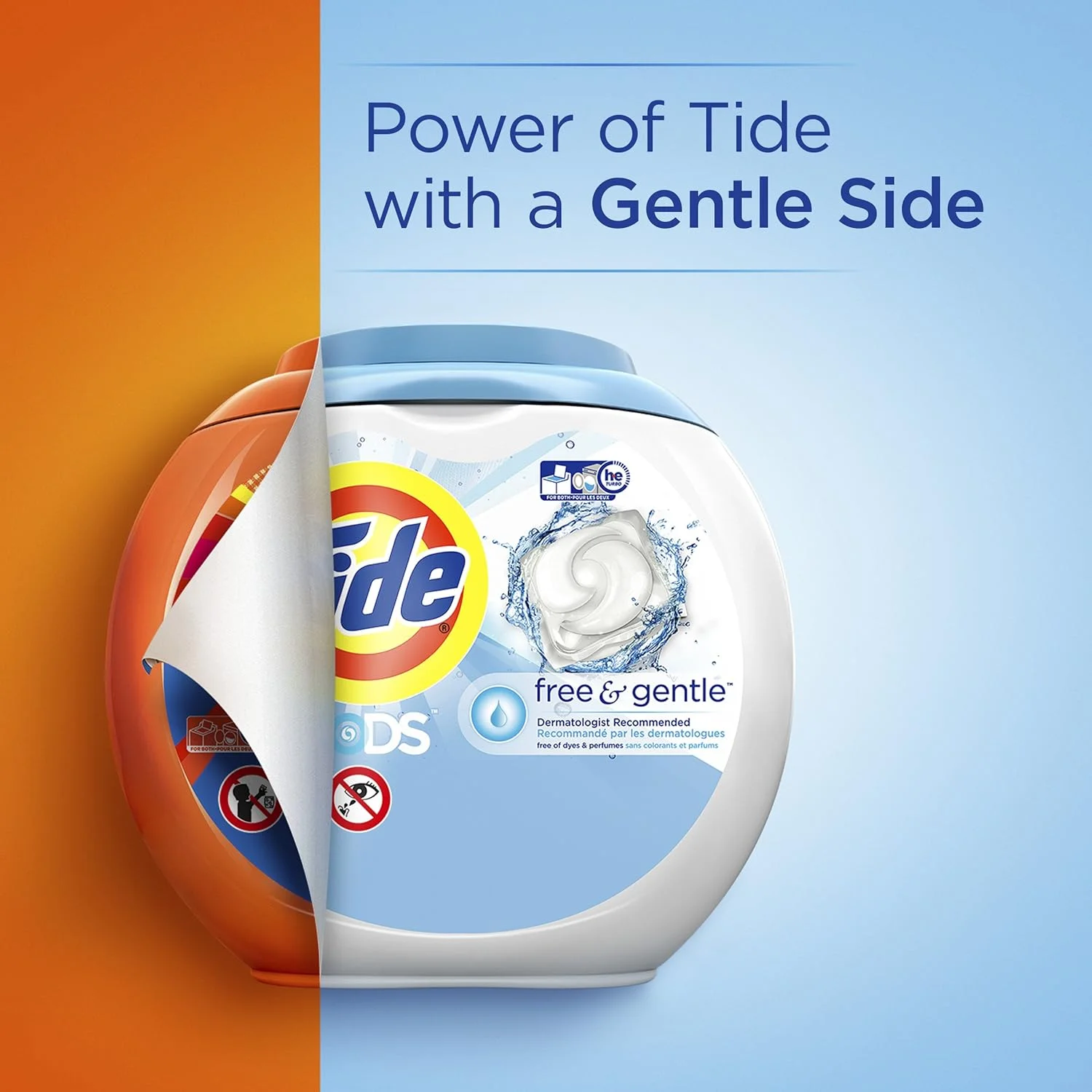 پودر لباسشویی کپسولی Tide Pods، بدون عطر و ملایم، 42 عددی (بسته 4 عددی) (بسته بندی ممکن است متفاوت باشد)