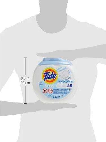 پودر لباسشویی کپسولی Tide Pods، بدون عطر و ملایم، 42 عددی (بسته 4 عددی) (بسته بندی ممکن است متفاوت باشد)