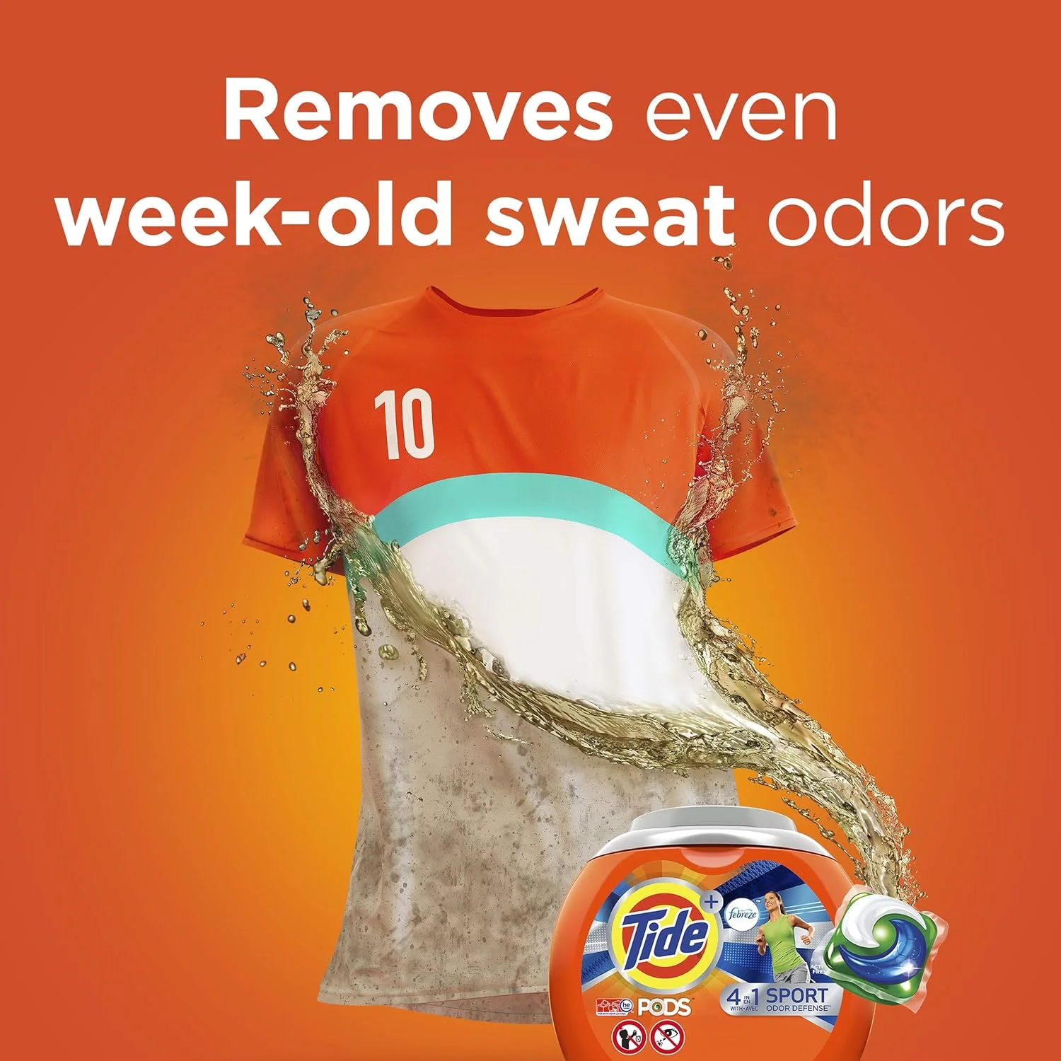 پودر لباسشویی Tide PODS Plus Febreze Sport Odor Defense 4 در 1 HE Turbo، رایحه Active Fresh، بسته 61 عددی (بسته بندی ممکن است متفاوت باشد)