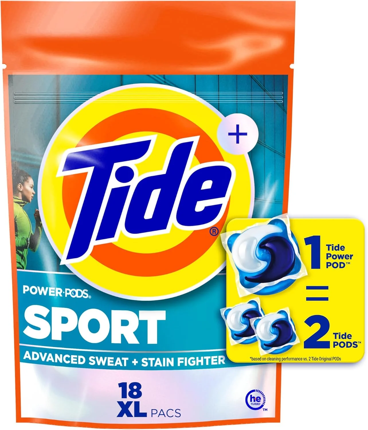 کپسول های شوینده لباسشویی Tide Power Pods با Febreze Sport، 18 عدد، طراوت Febreze با دفاع از بوی ورزش، کپسول های شوینده لباسشویی Tide Pods، کپسول های شوینده