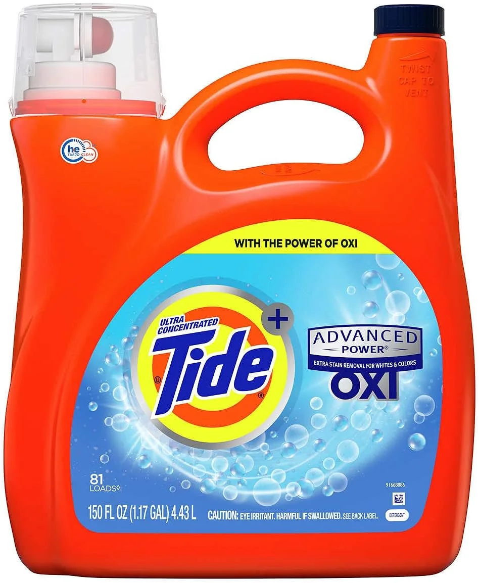 مایع لباسشویی فوق غلیظ Tide Advanced Power Oxi Plus جایگزین سفید کننده 4.43 لیتر/150 اونس مایع - 81 بار شستشو
